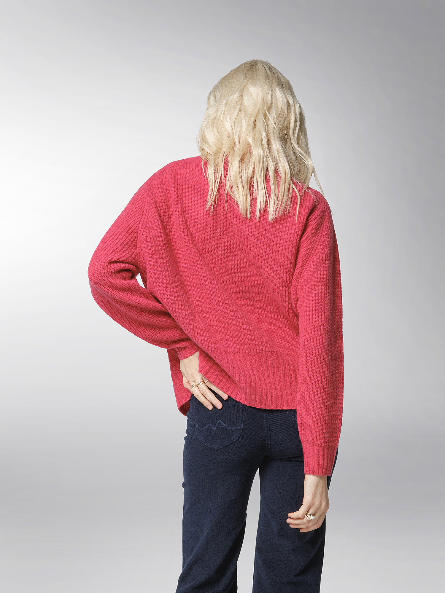 K Collection - Pullover dolcevita in lana cardata, Rosa fuxia, large image number 6