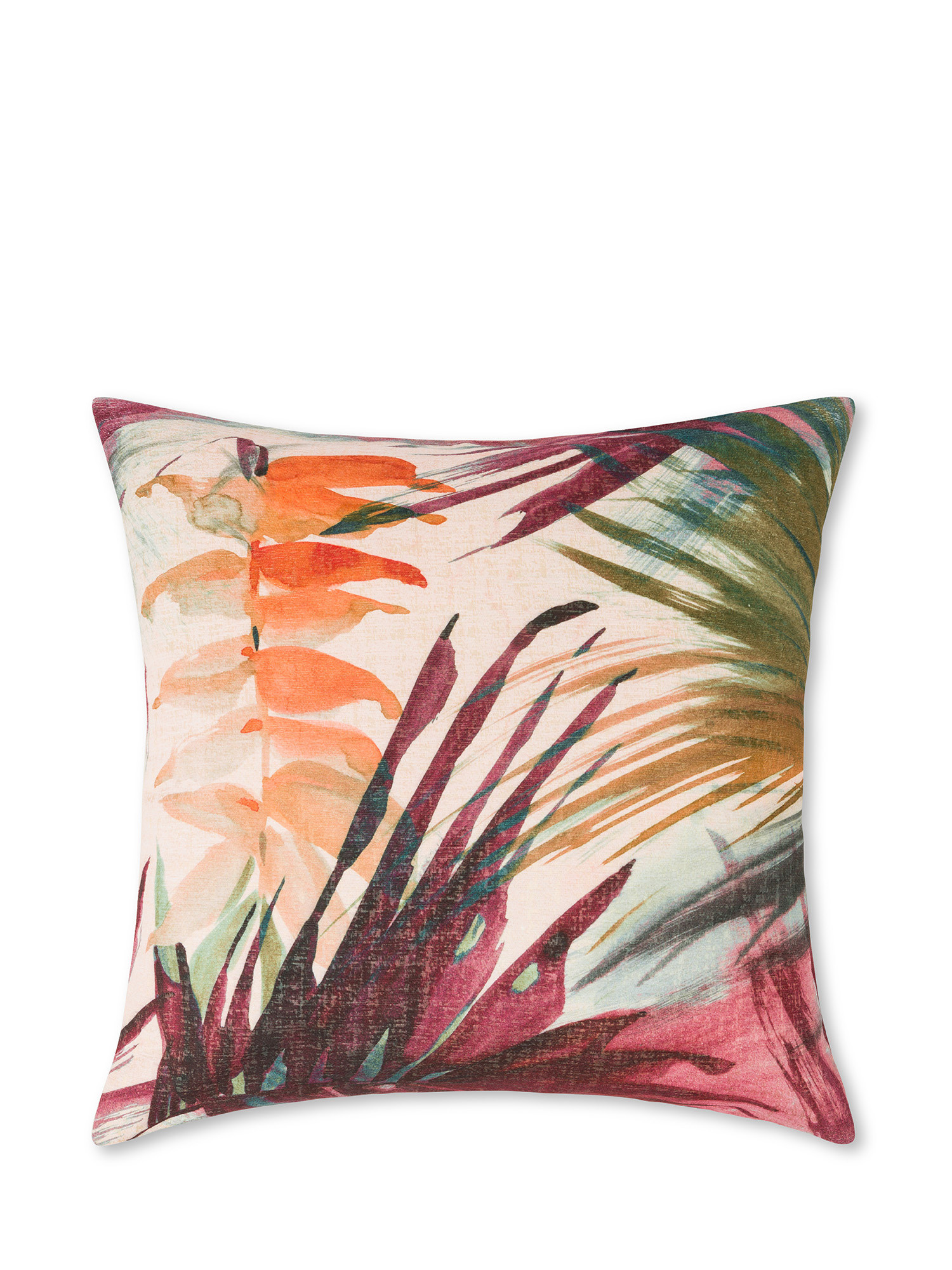 Printed fabric cushion with palm tree motif 50X50cm, Multicolor, large image number 0