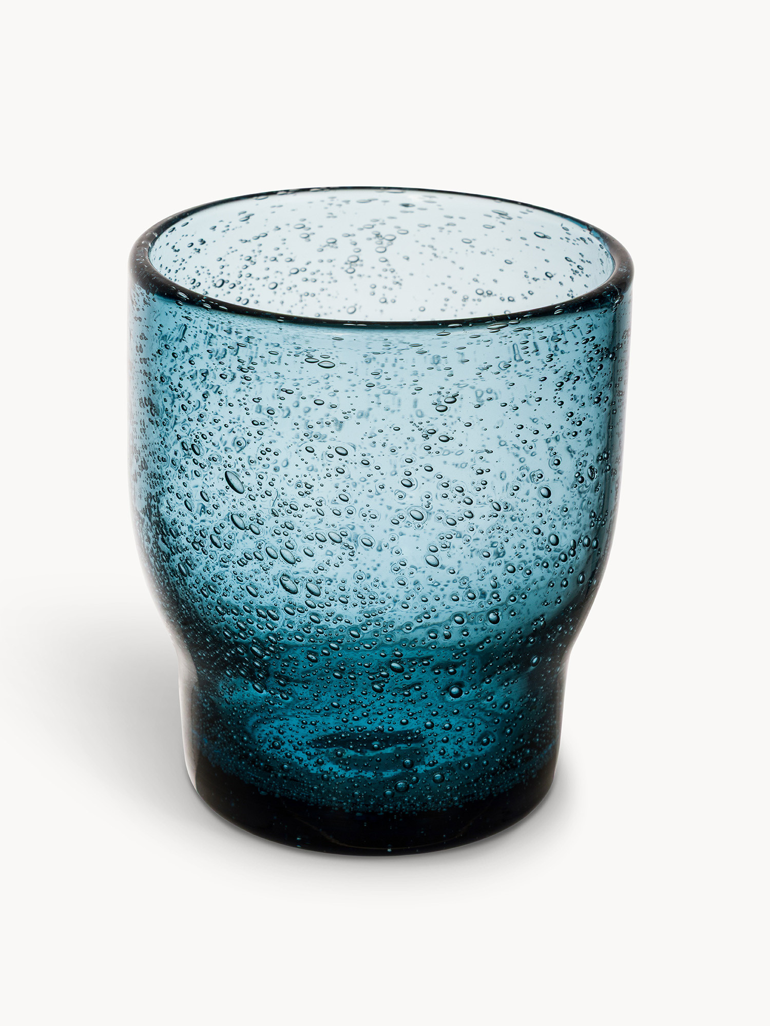 Bicchiere vetro sodalime con bolle, Blu, large image number 1