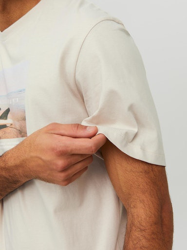 Jack & Jones - T-shirt regular fit con stampa, Bianco panna, large image number 6