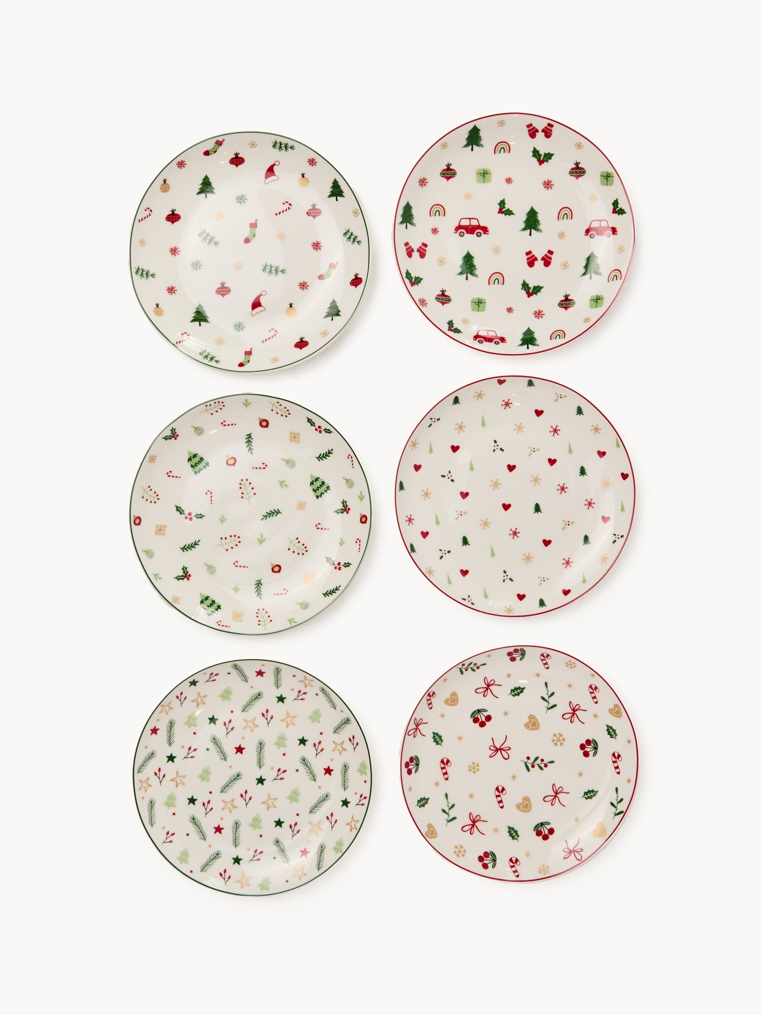 Set of 6 bread plates in New Bone China with Christmas motifs, Multicolor, large image number 0