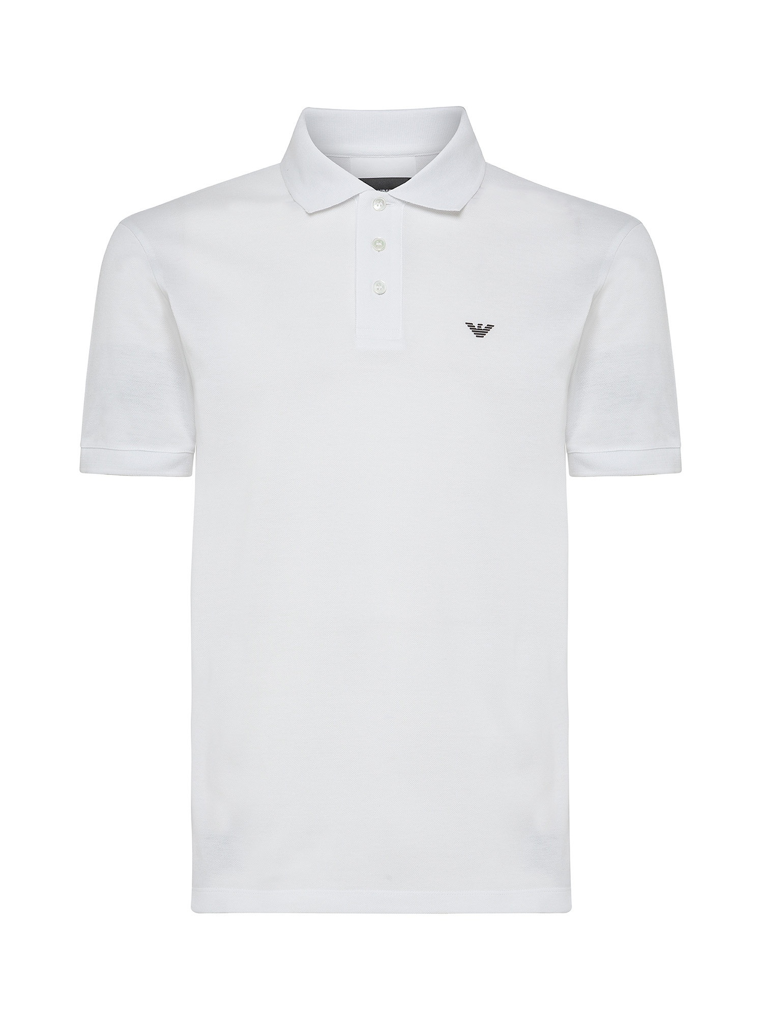 Emporio Armani - Cotton polo shirt with eagle logo embroidery, White, large image number 0