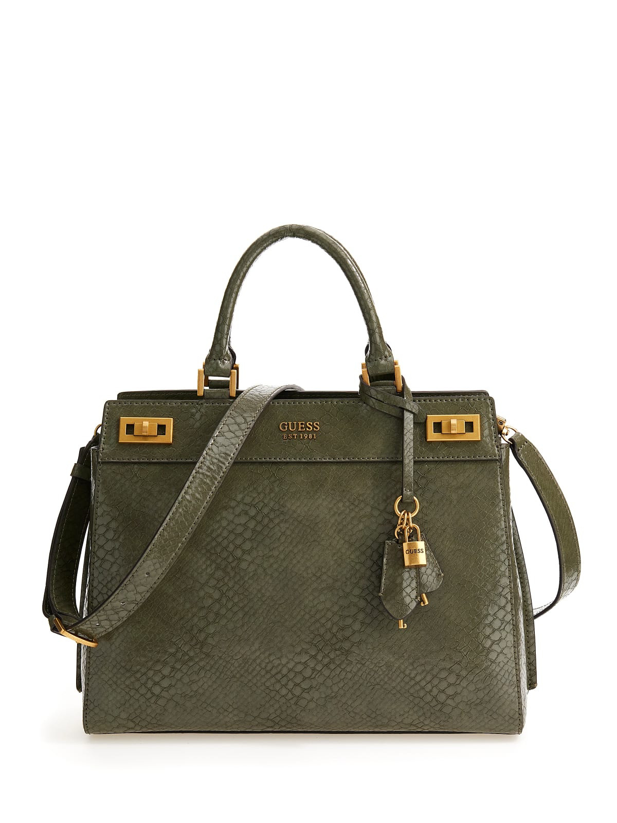 Python effect handbag with shoulder strap, Green, large image number 0