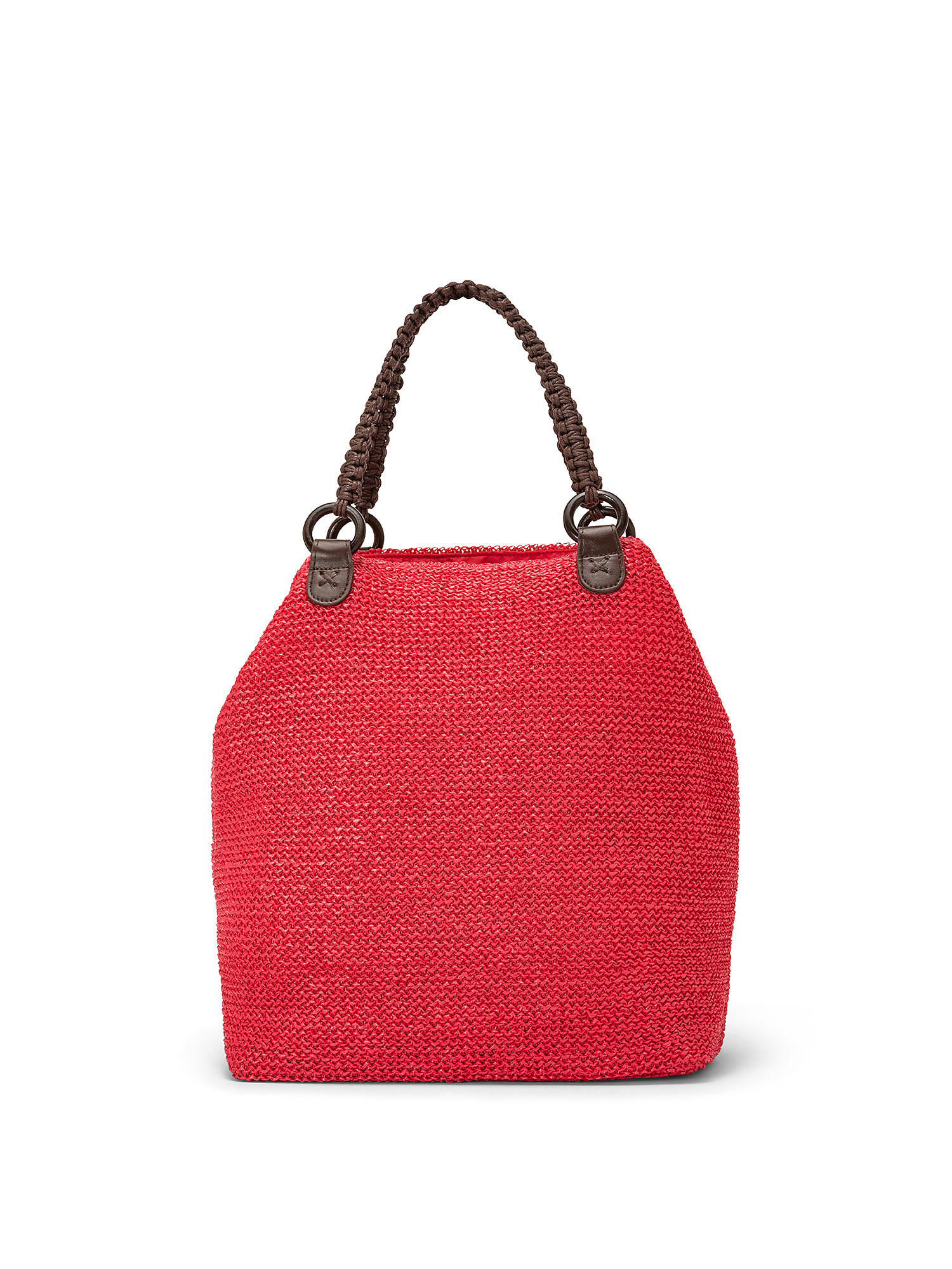 Shopping bag effetto paglia, Rosso, large