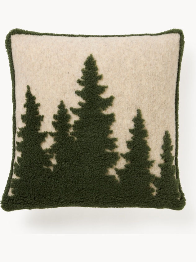 Boiled wool cushion with tree pattern 50x50cm