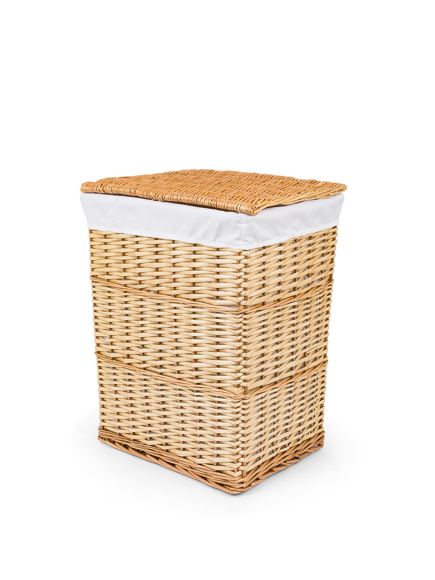 Wicker laundry basket with lining, Natural, large image number 0