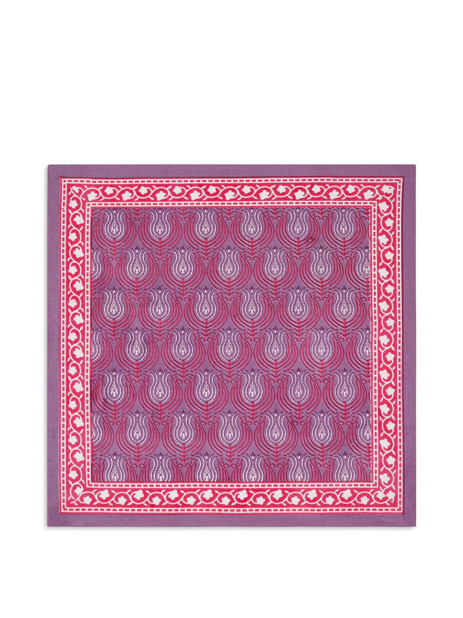 Set of 4 hand printed cotton napkins, Purple, large image number 1