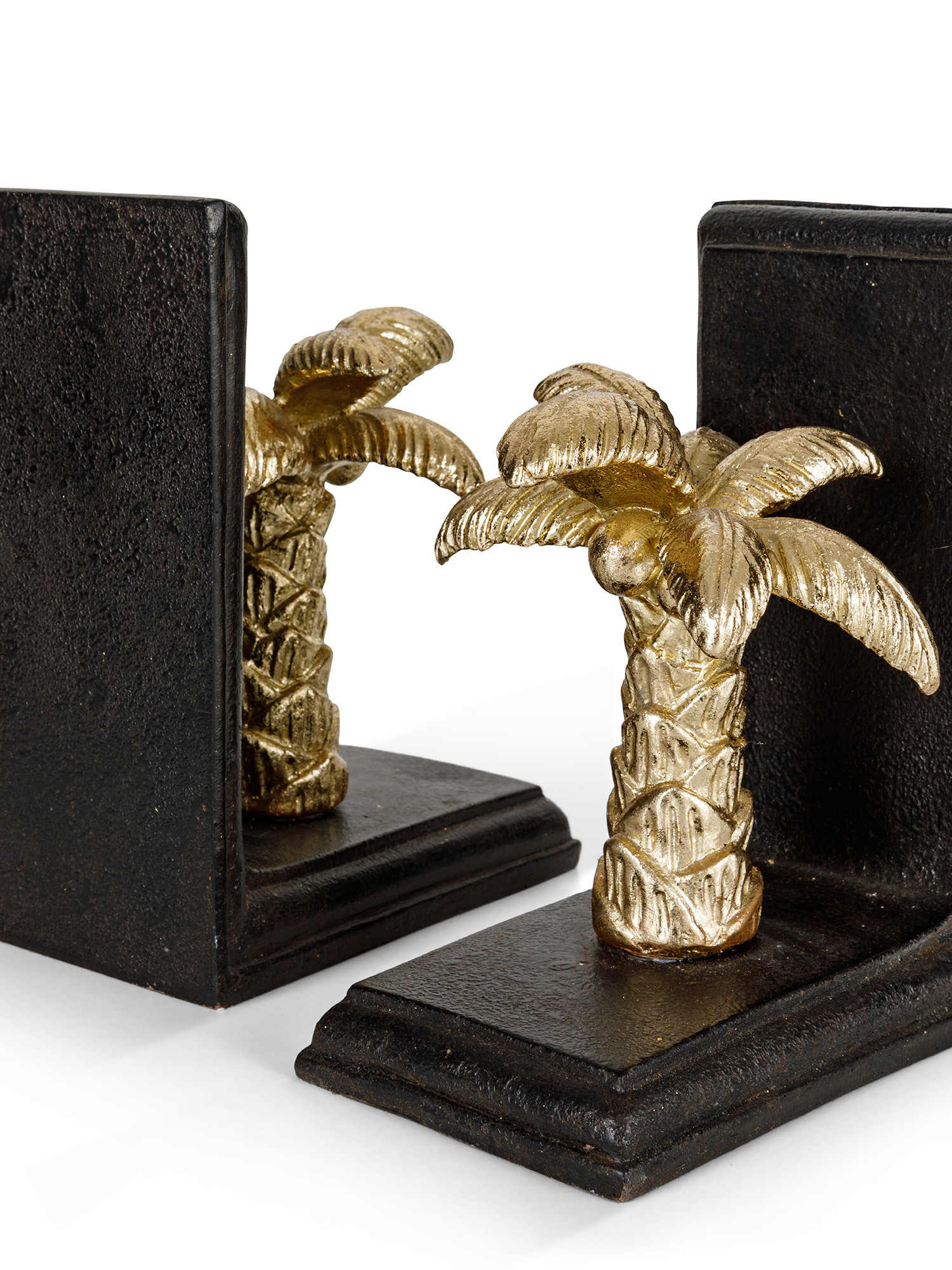 Set of 2 bookends with golden palm, Gold, large image number 1