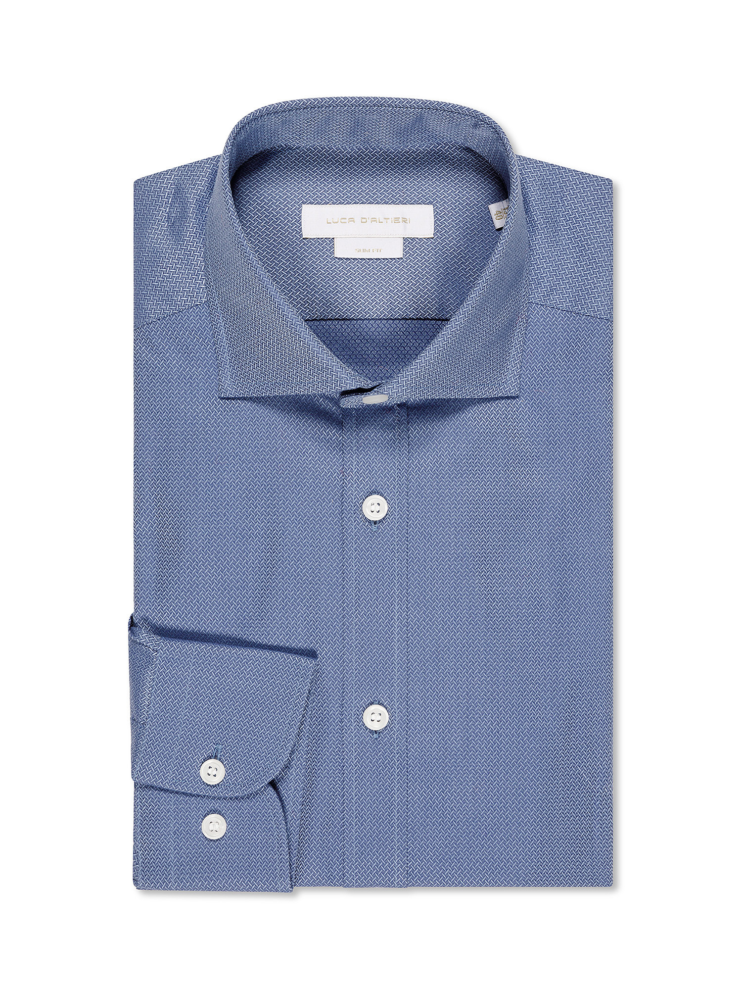 Camicia slim fit in puro cotone, Blu avio, large image number 0