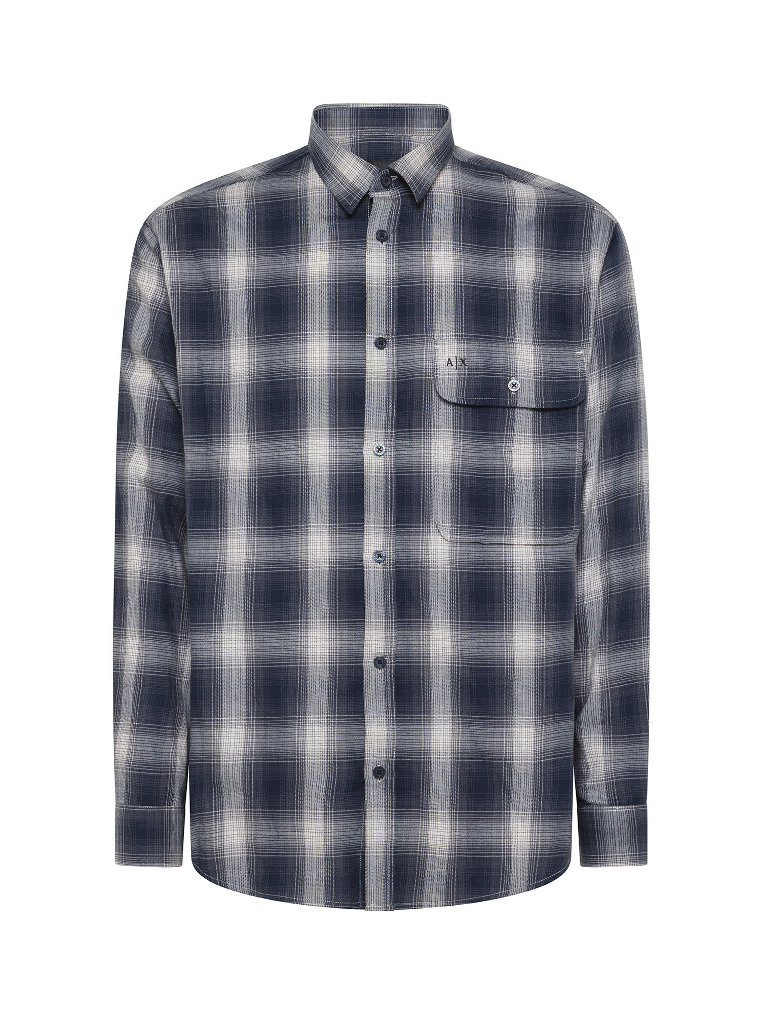 Armani Exchange - Checked shirt in cotton flannel, Dark Blue, large image number 0