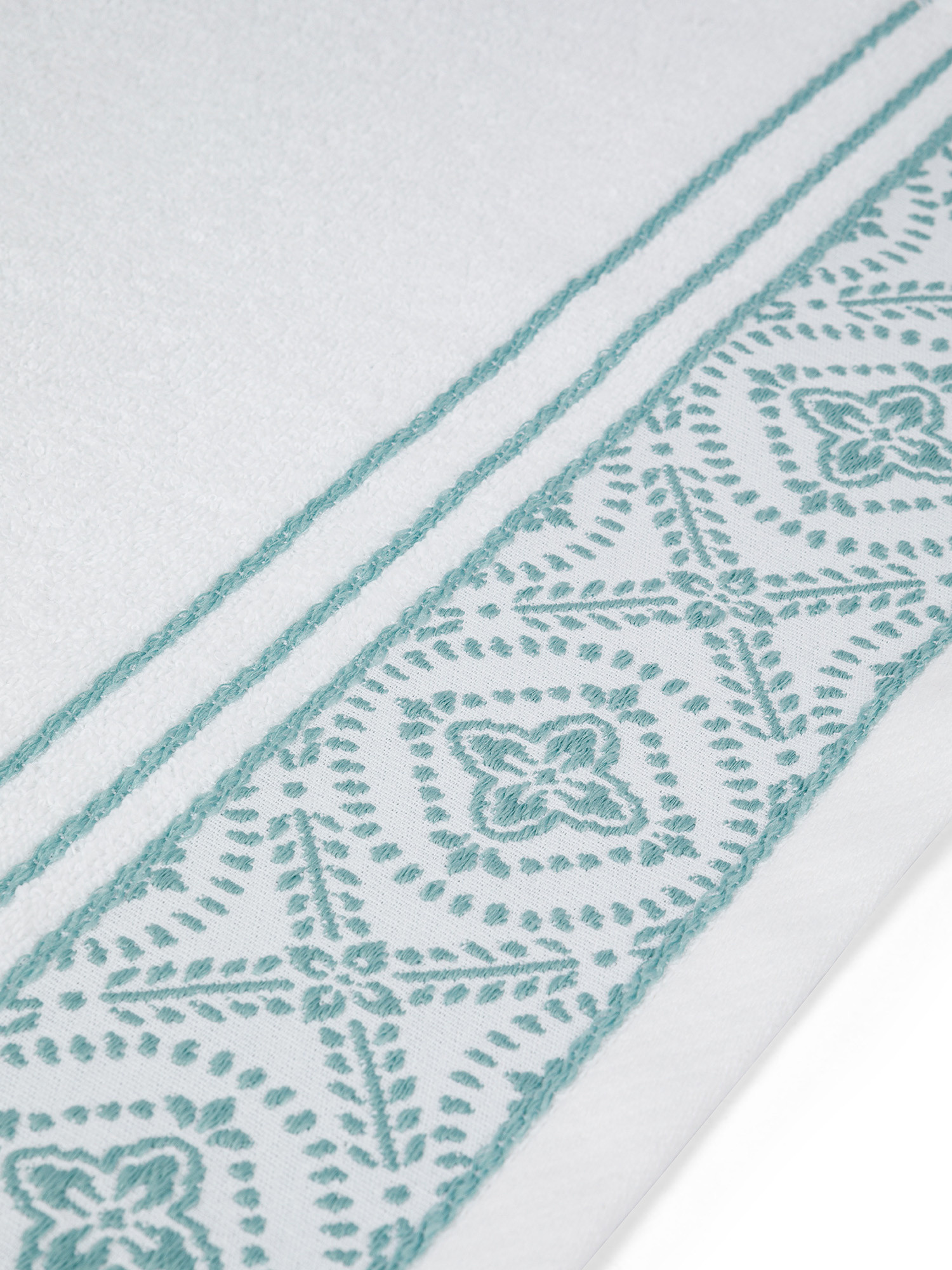 Set 2 asciugamani in spugna di cotone con motivo ornamentale, Azzurro, large image number 2