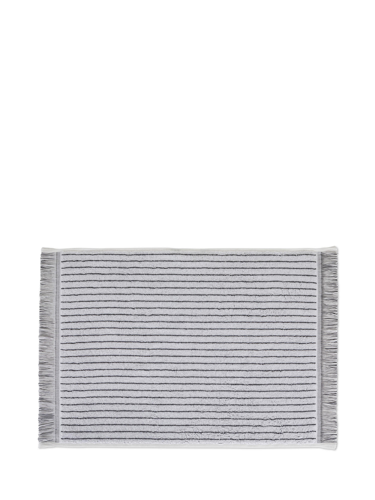 Asciugamano di puro cotone tinto in filo motivo riga gessata, Grigio, large image number 1