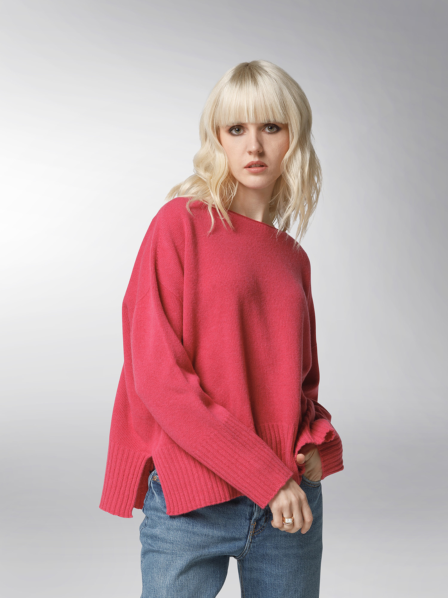 K Collection - Pullover in lana cardata, Rosa fuxia, large image number 3