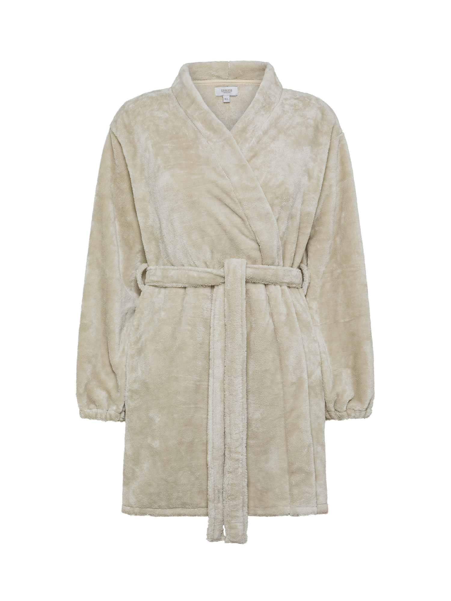 Vestaglia a kimono in morbido pile, Beige chiaro, large image number 0