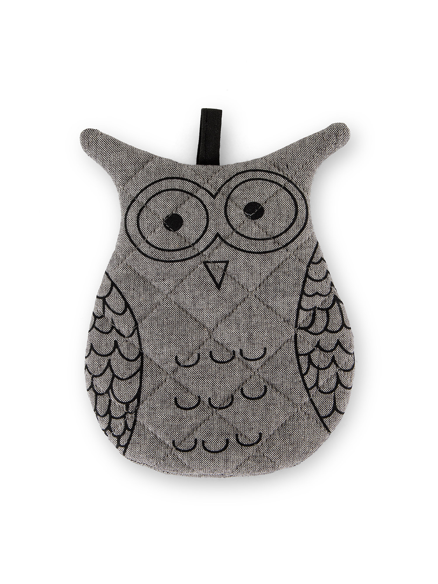 Owl shaped potholder, Grey, large image number 0
