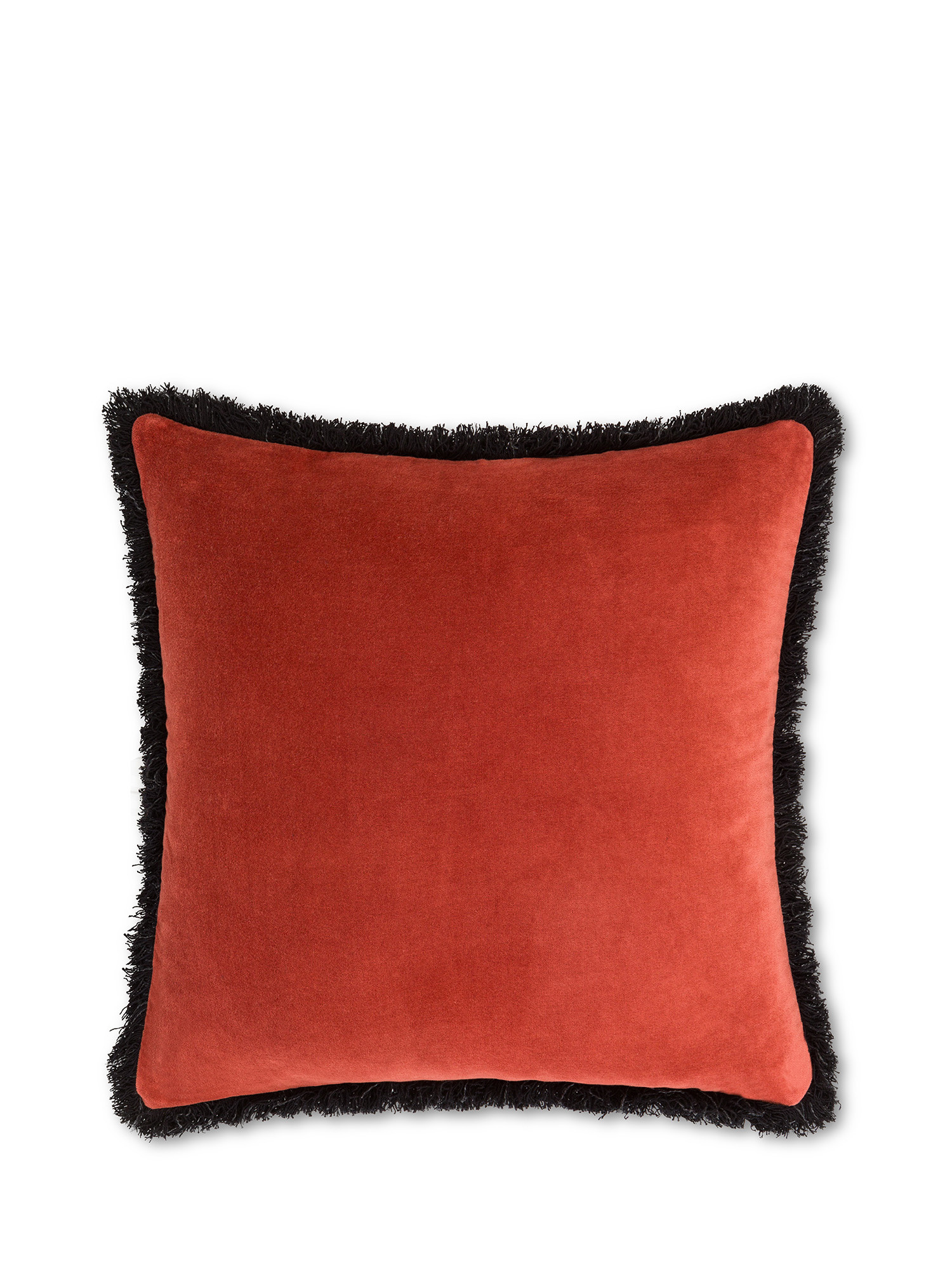 Cuscino velluto con frange 45x45cm, Rosso chiaro, large image number 0