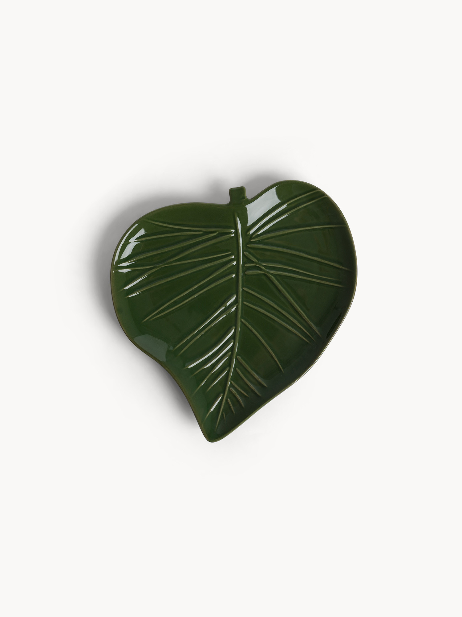 Piatto stoneware a foglia, Verde, large image number 0