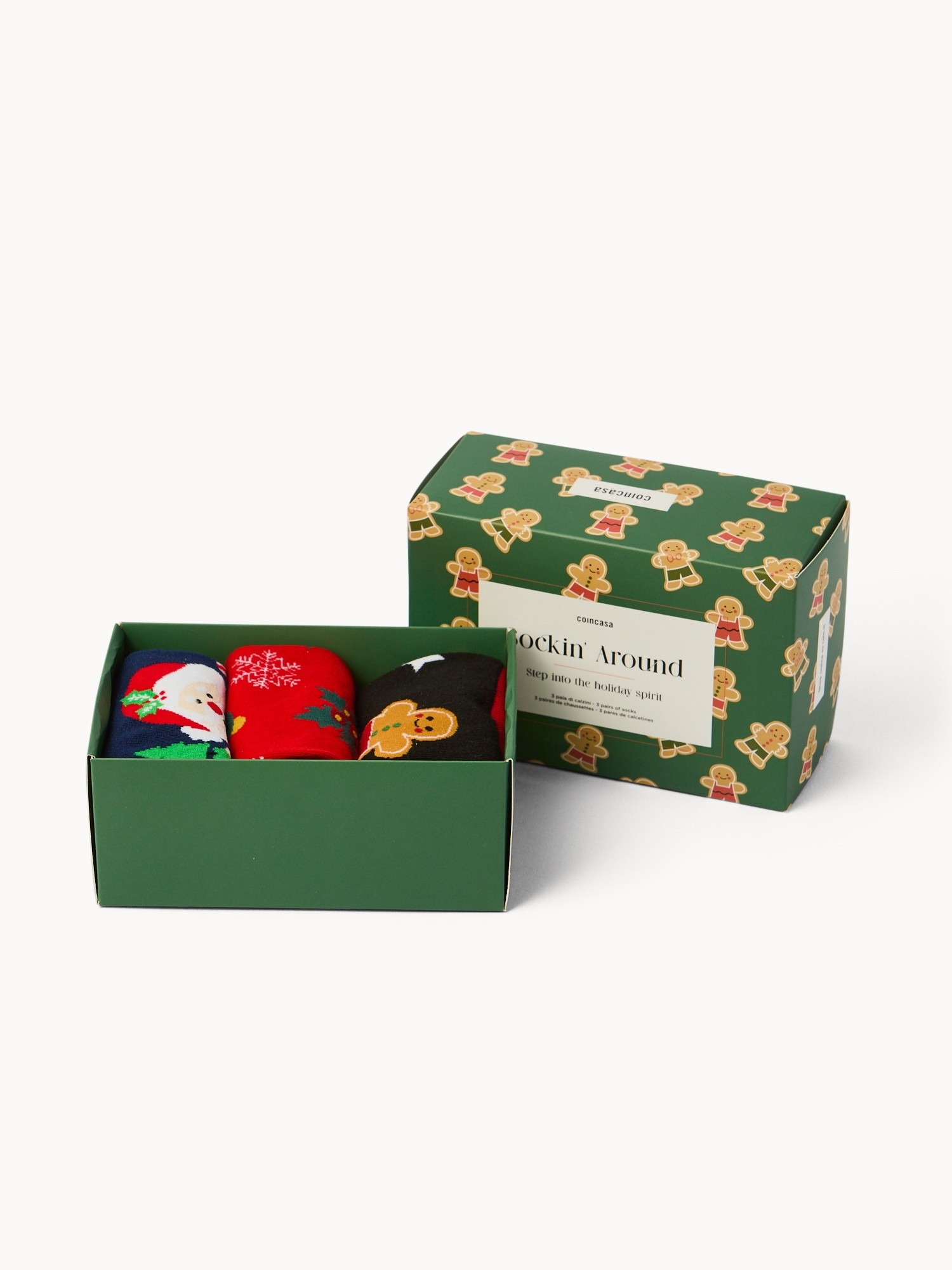 Set 3 Christmas socks with a gift box, Multicolor, large image number 1