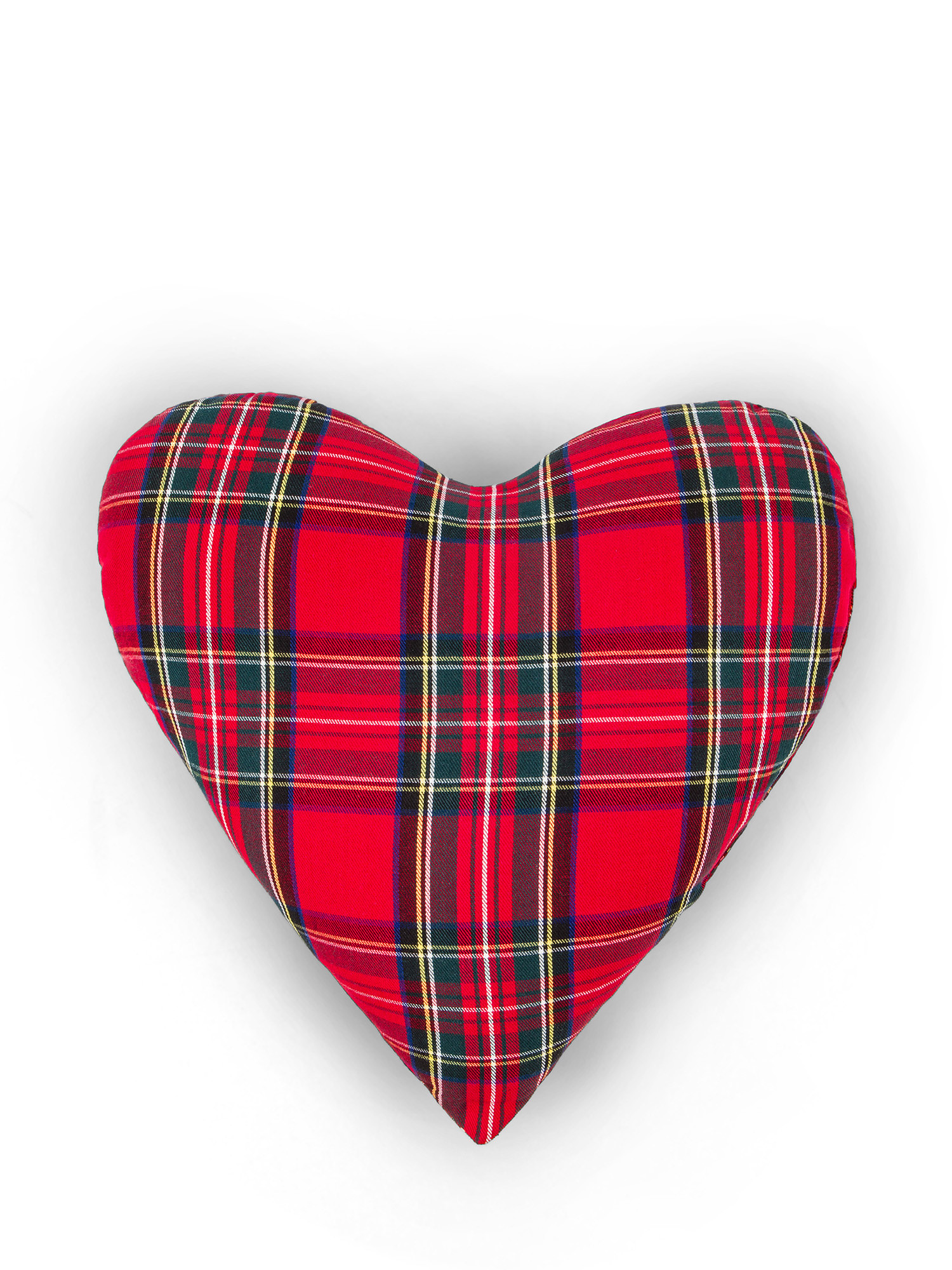 Heart tartan cotton cushion, Red, large image number 0