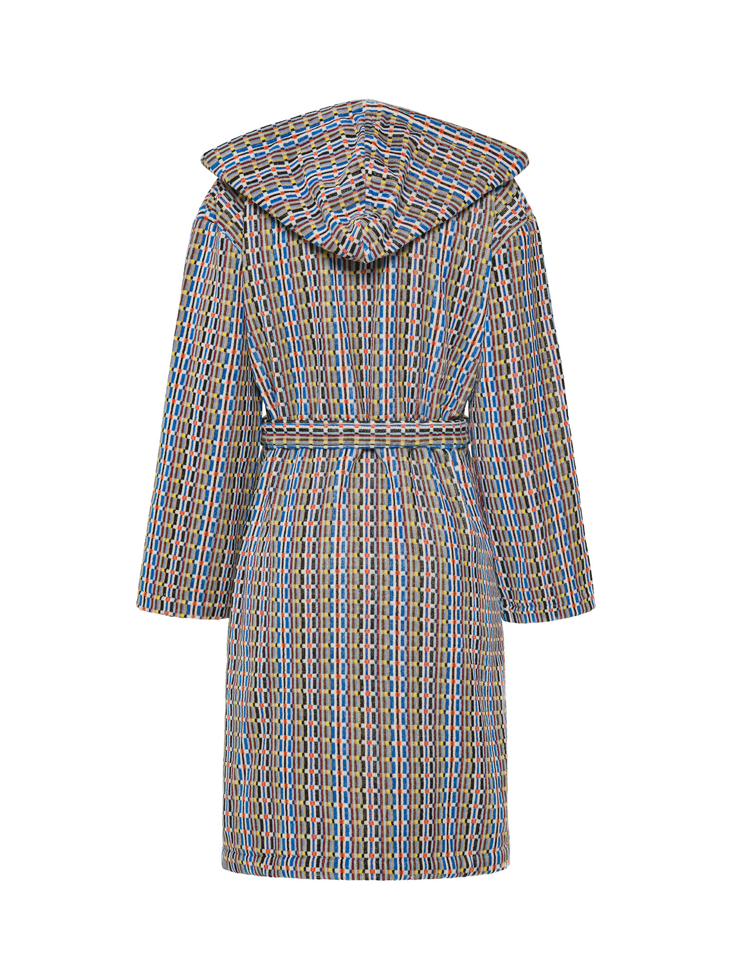 Geometric pattern cotton terry bathrobe, Multicolor, large image number 1