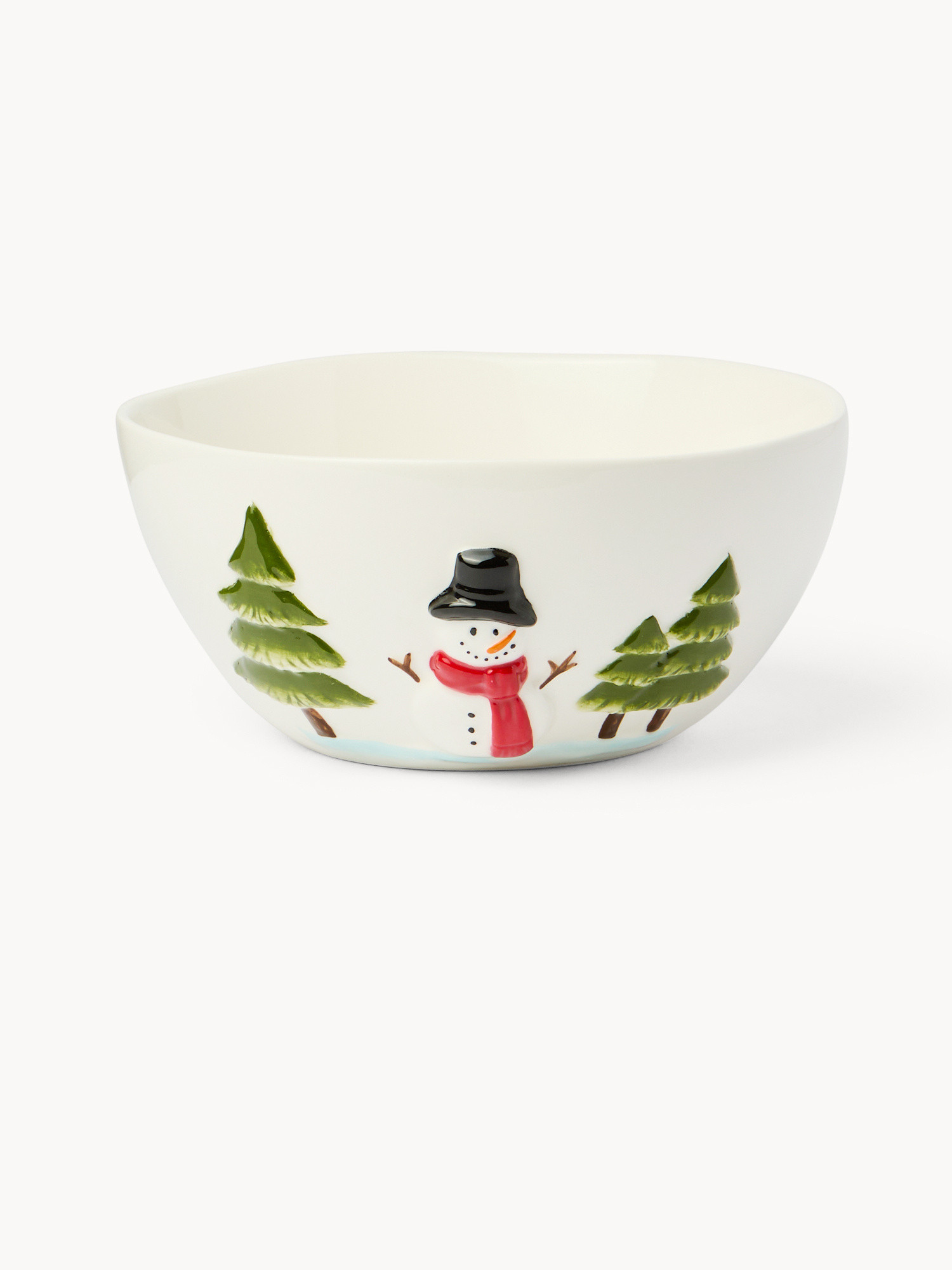 Ceramic snowman-shaped bowl, White, large image number 0