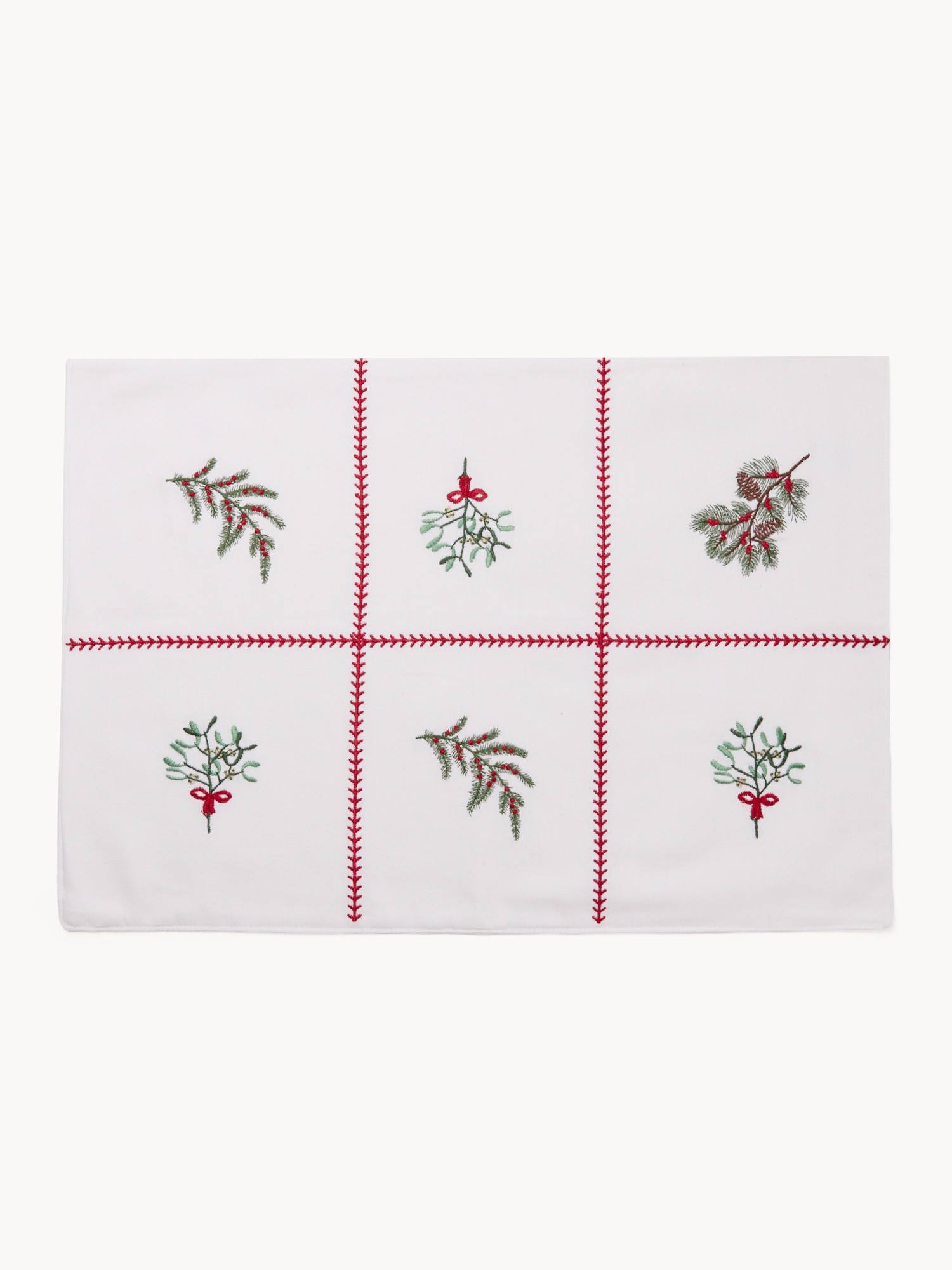 Placemat in pure cotton with placed embroidery, White 1, large image number 0