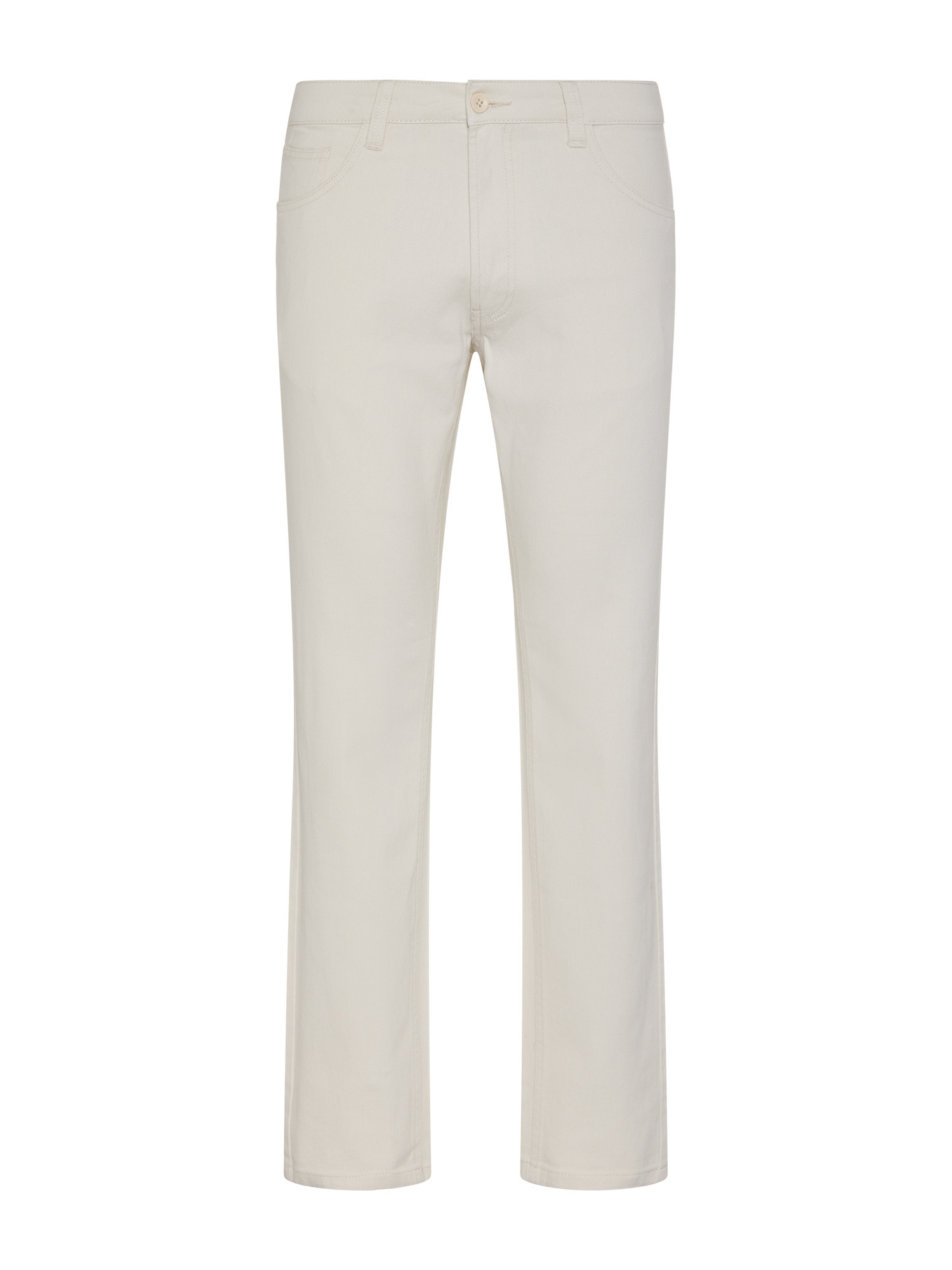 JCT - Pantaloni regular fit cinque tasche in puro cotone, Bianco panna, large image number 0