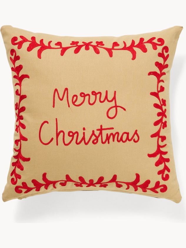 Cuscino 45x45 in cotone con ricamo a catenella