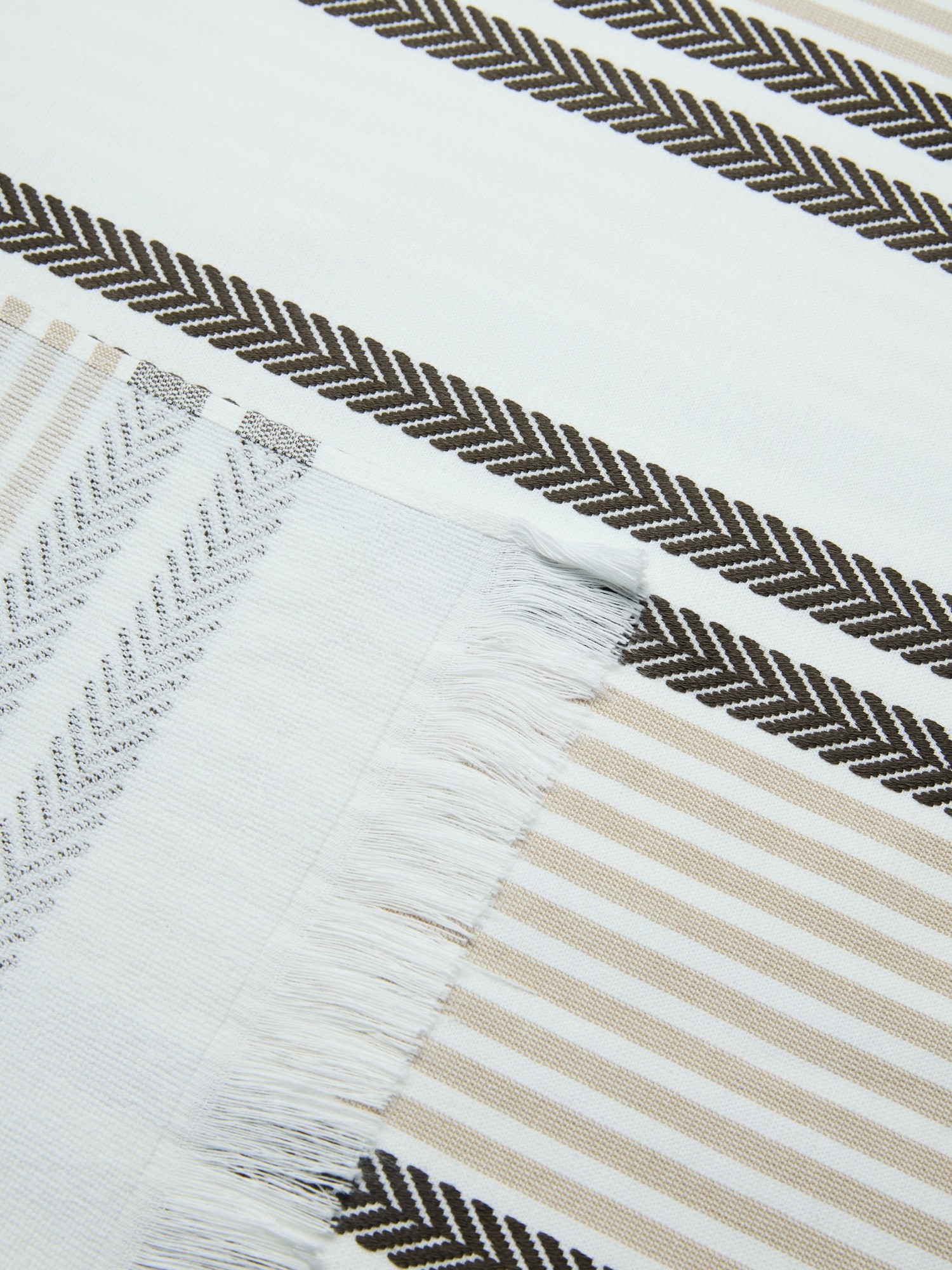 Hammam Beach Towel with Fringes - Introductory Price, White / Beige, large image number 1