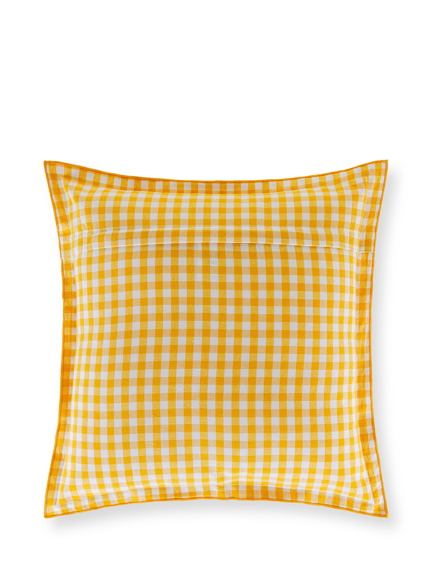 Washed cotton cushion with squares 45x45cm, Yellow, large image number 1