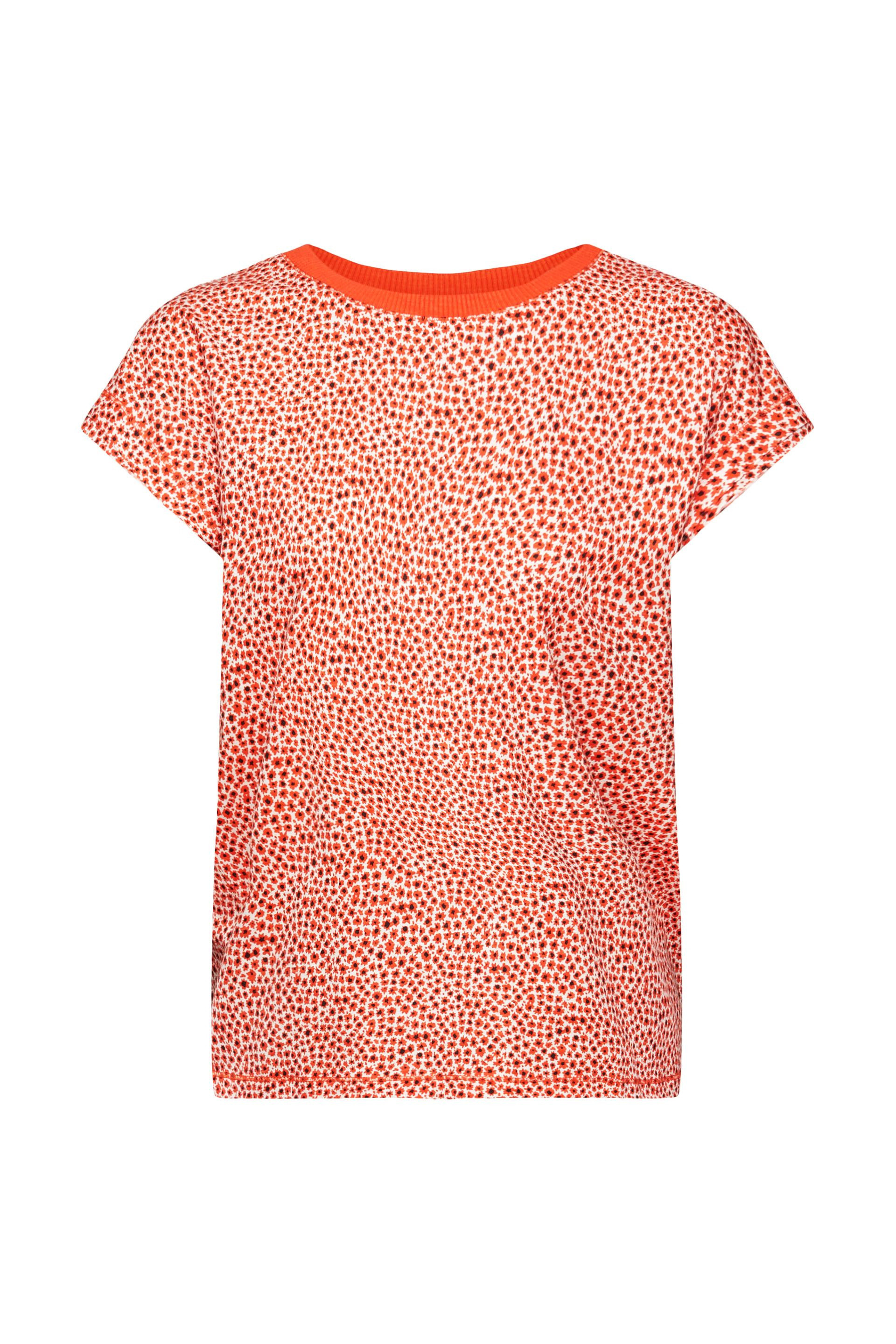 Esprit - T-shirt con motivo floreale all over, Arancione, large image number 0