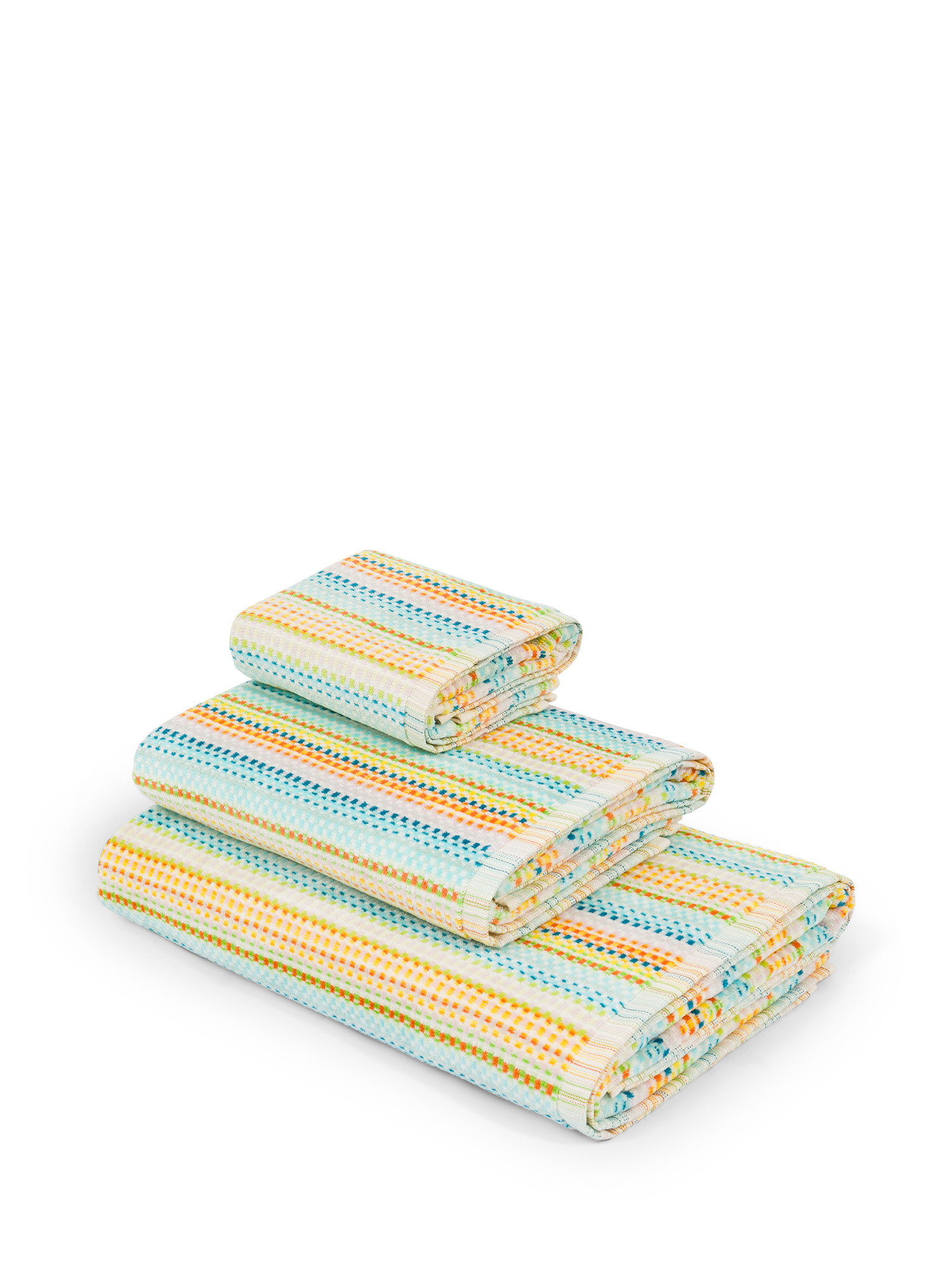 Asciugamano in spugna di cotone motivo righine, Multicolor, large image number 0