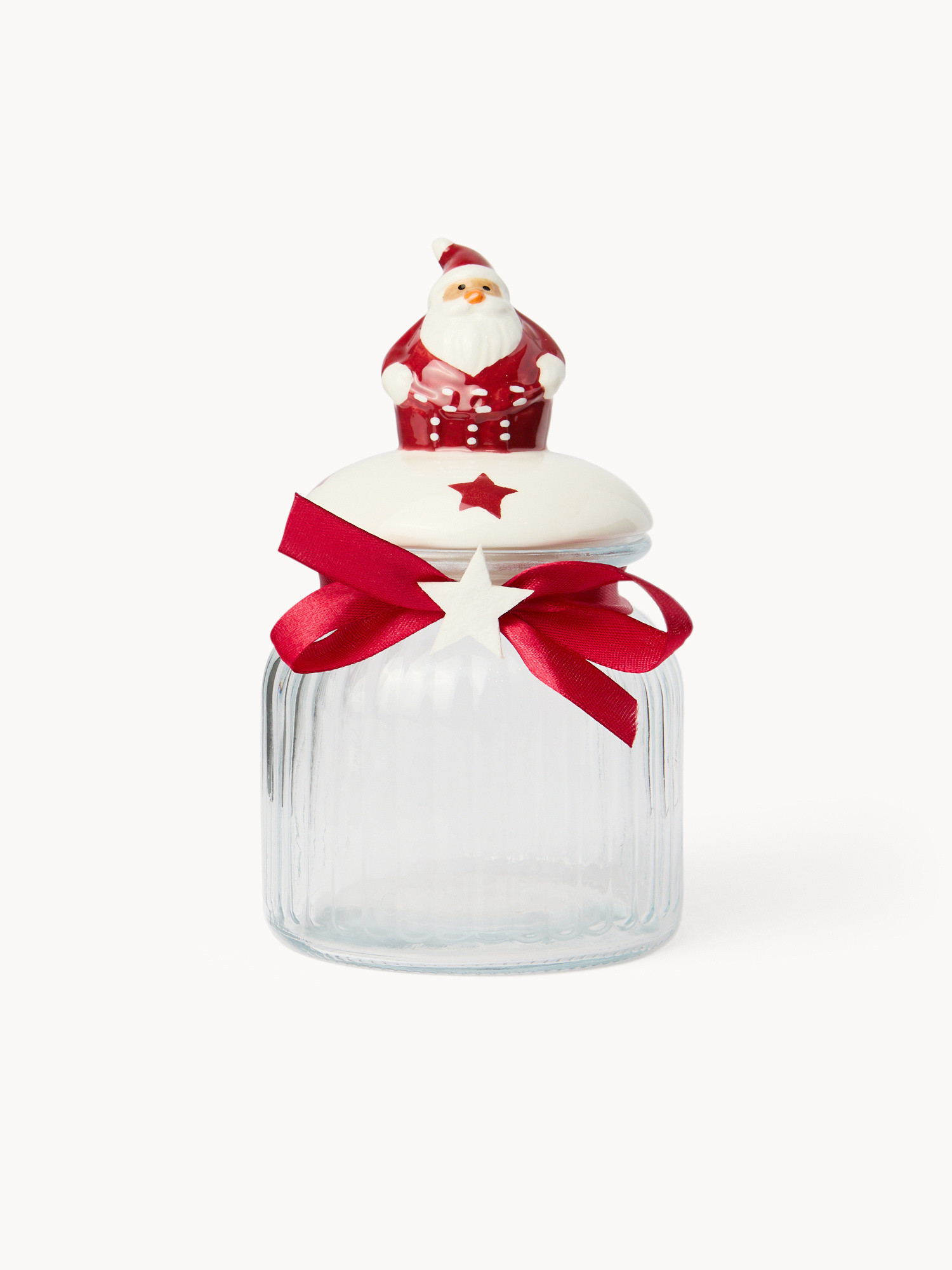 Glass jar with Santa Claus lid, White, large image number 0