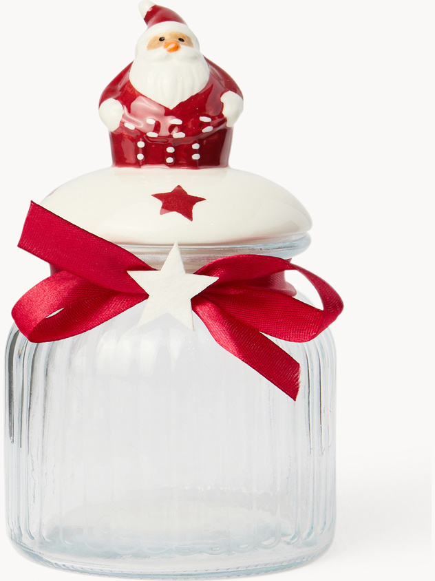 Glass jar with Santa Claus lid