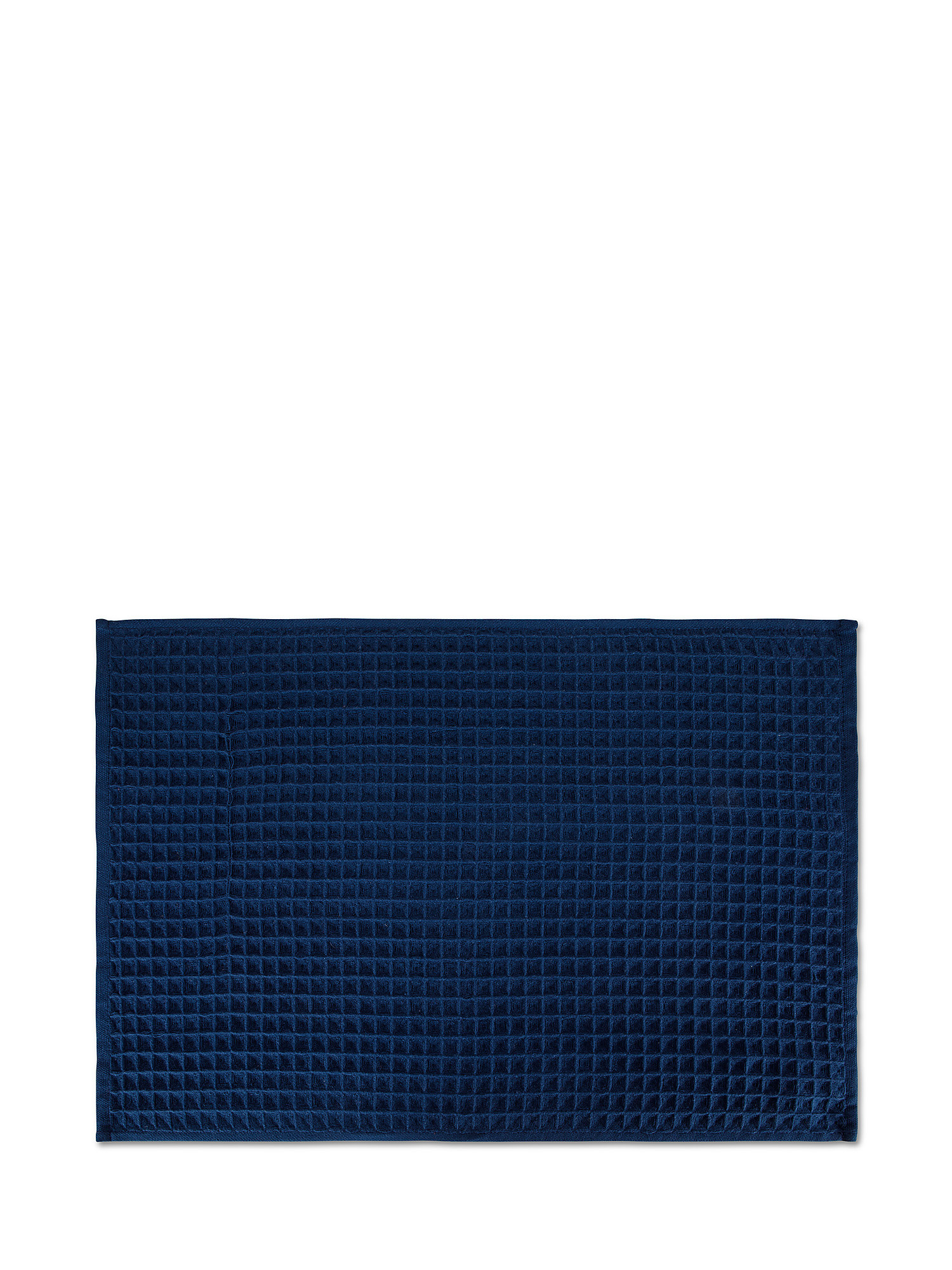 Set of 2 solid color honeycomb cotton towels, Blue, large image number 2