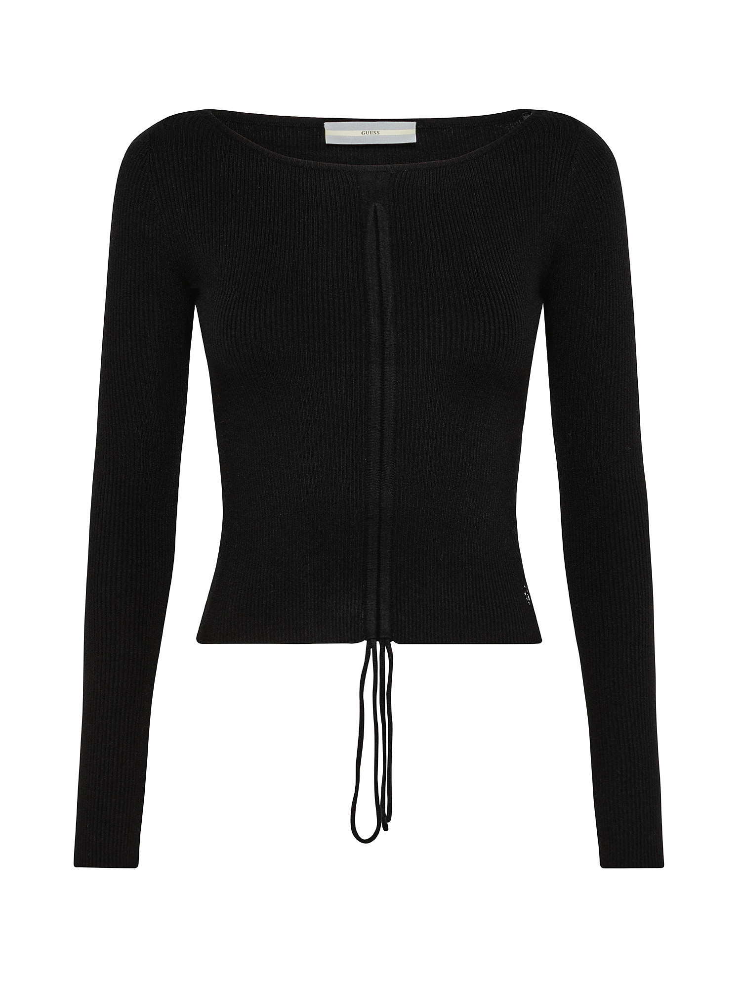 V neck long sleeves sweater, Black, large image number 0