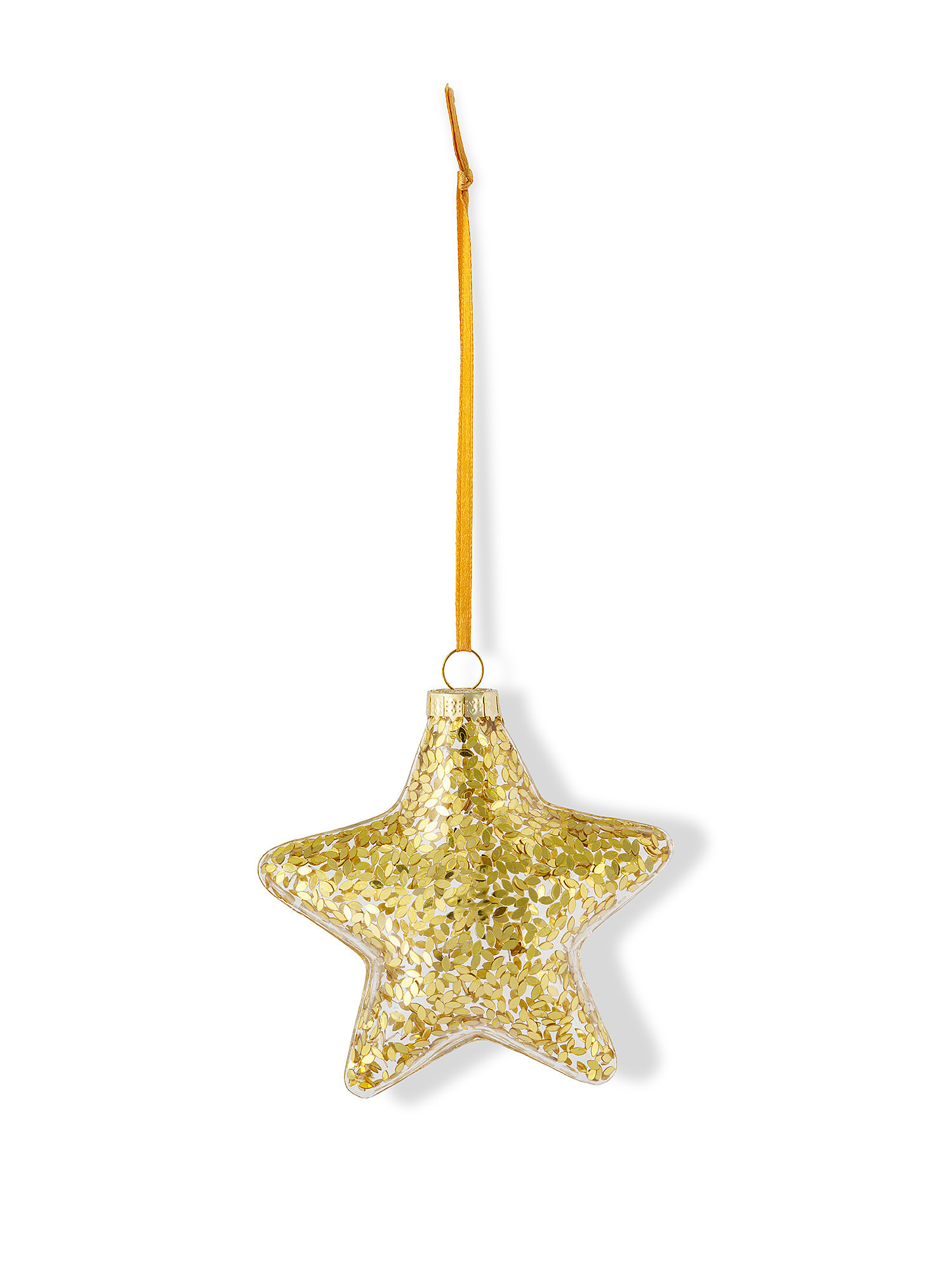 Addobbo albero stella in vetro decorato a mano, Oro, large image number 0