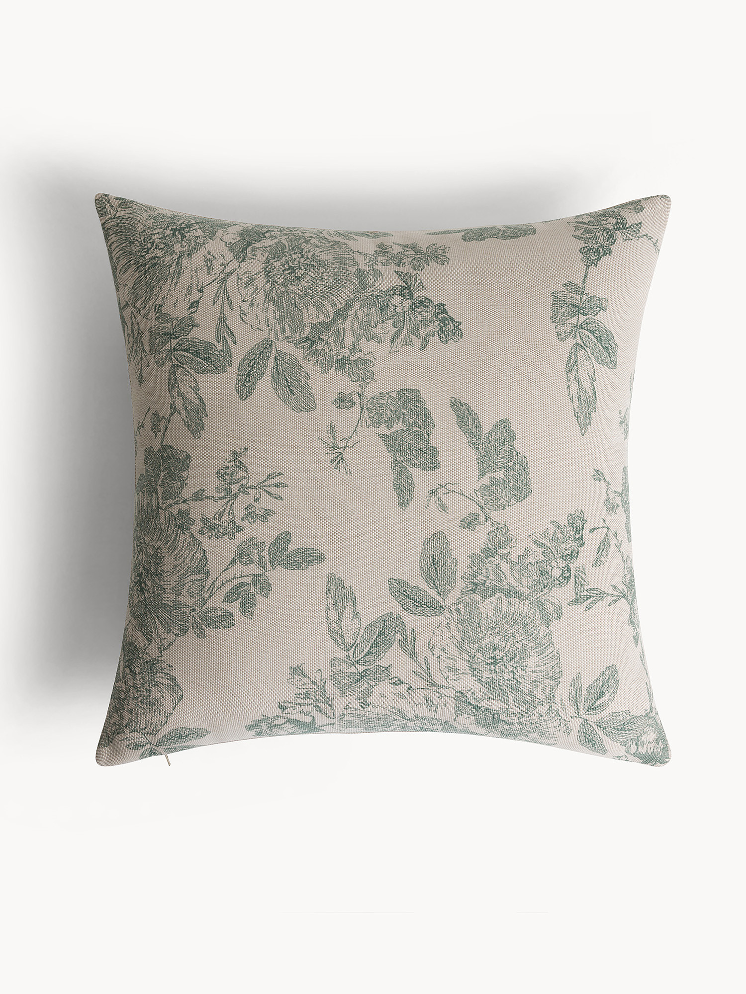 45x45 cm velvet cushion with floral print, Light Grey, large image number 0