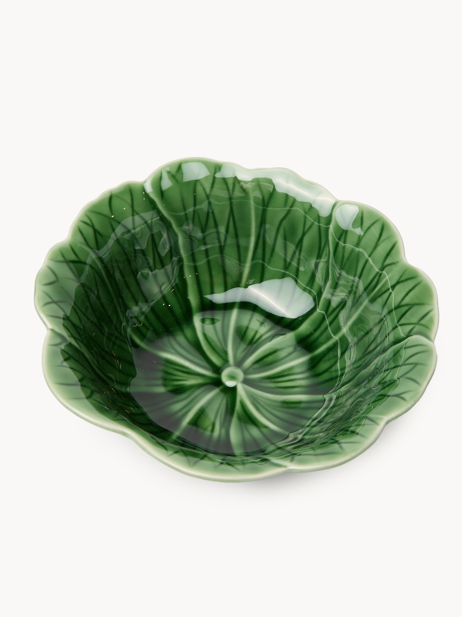 Cabbage-leaf-shaped porcelain bowl, Green, large image number 1