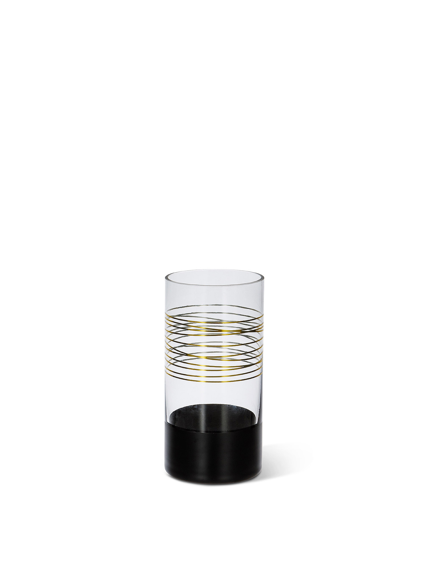 Vaso vetro dettagli nero e oro, Trasparente, large image number 0