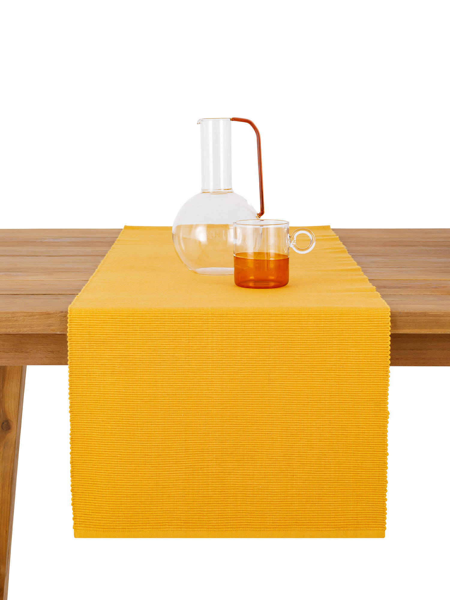 Solid color 100% cotton table runner, Ocra Yellow, large image number 1