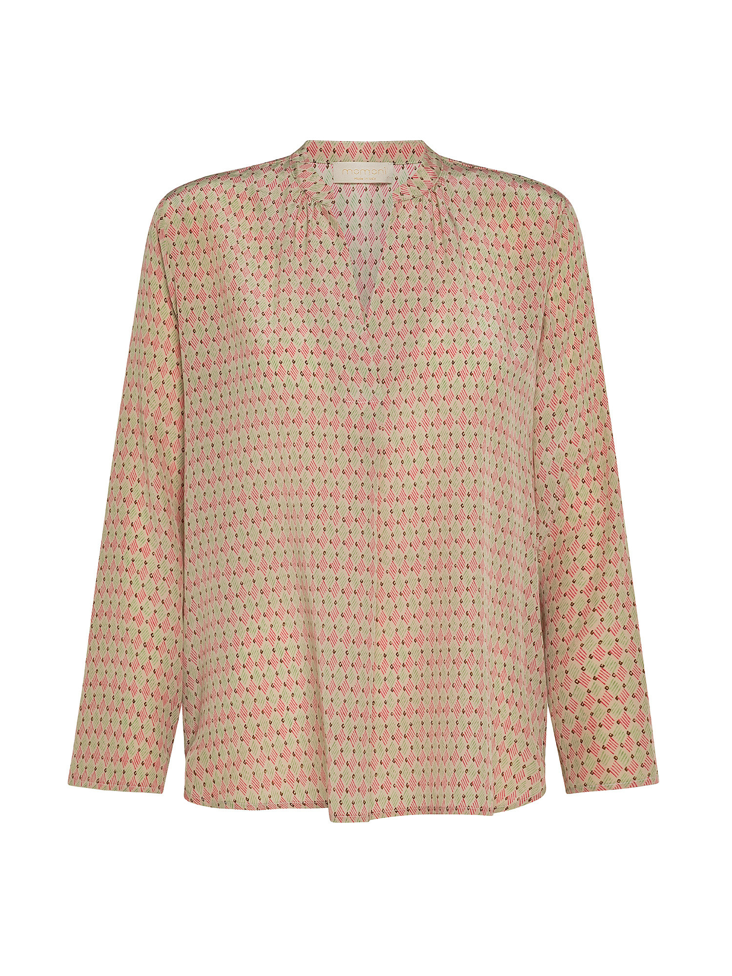 Berkeley blouse in printed silk crepe de chine, Pink, large image number 0