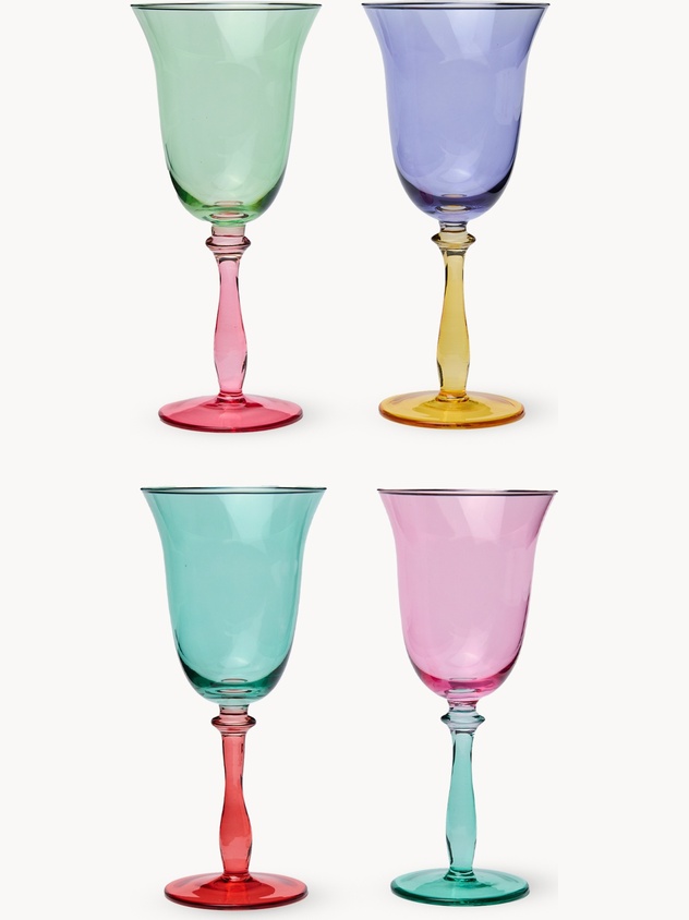 Set 4 calici in vetro colorati