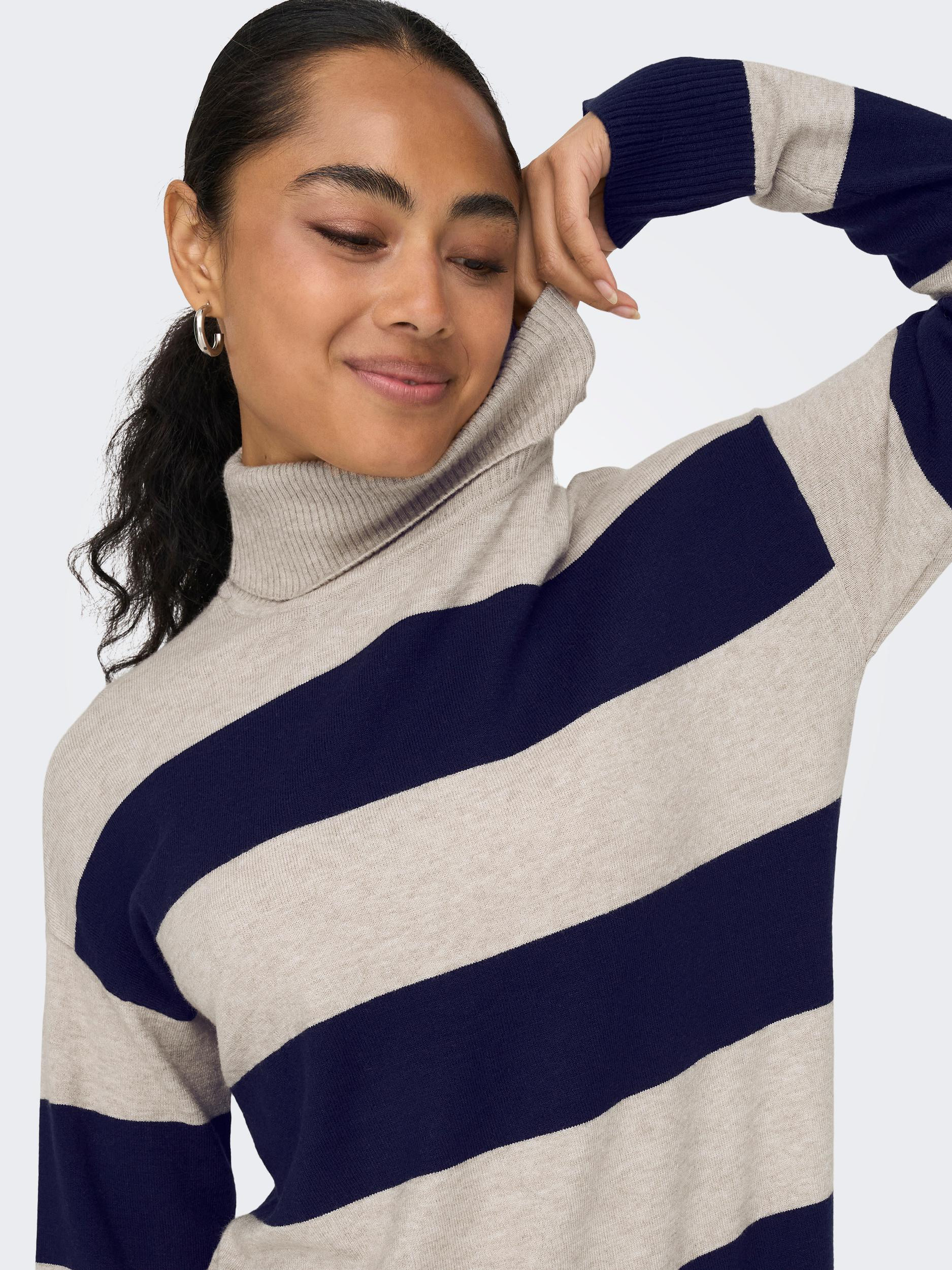 Only - Striped knit turtleneck, Light Beige, large image number 6