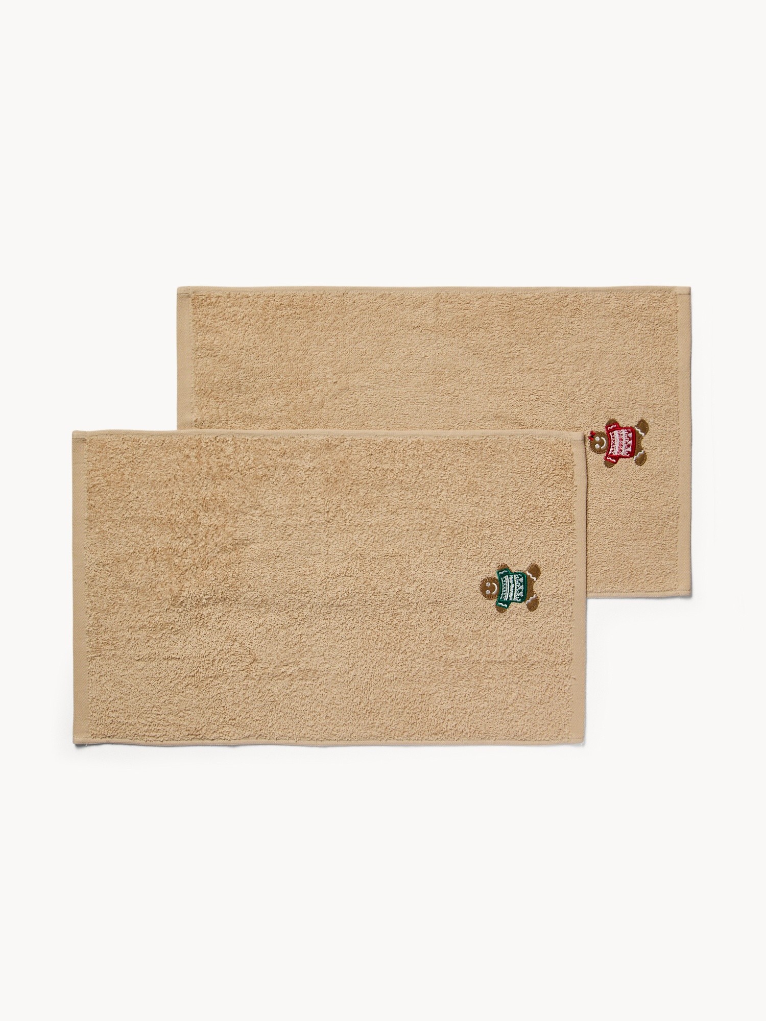 Set 2 asciugamani in spugna di cotone per Lui&Lei, Beige, large image number 1