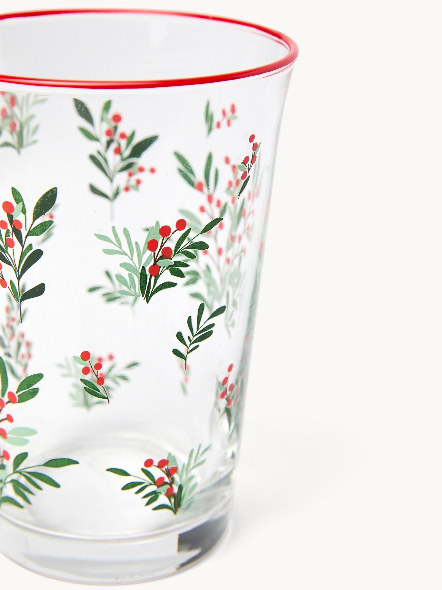 Set 6 bicchieri motivo agrifoglio, Trasparente, large image number 1