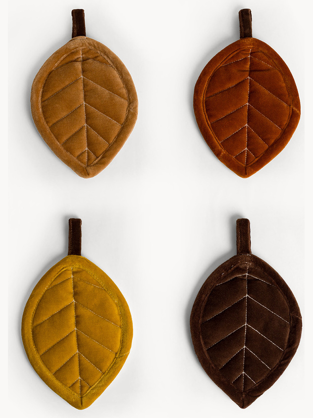 Pure cotton velvet leaf-shaped potholder