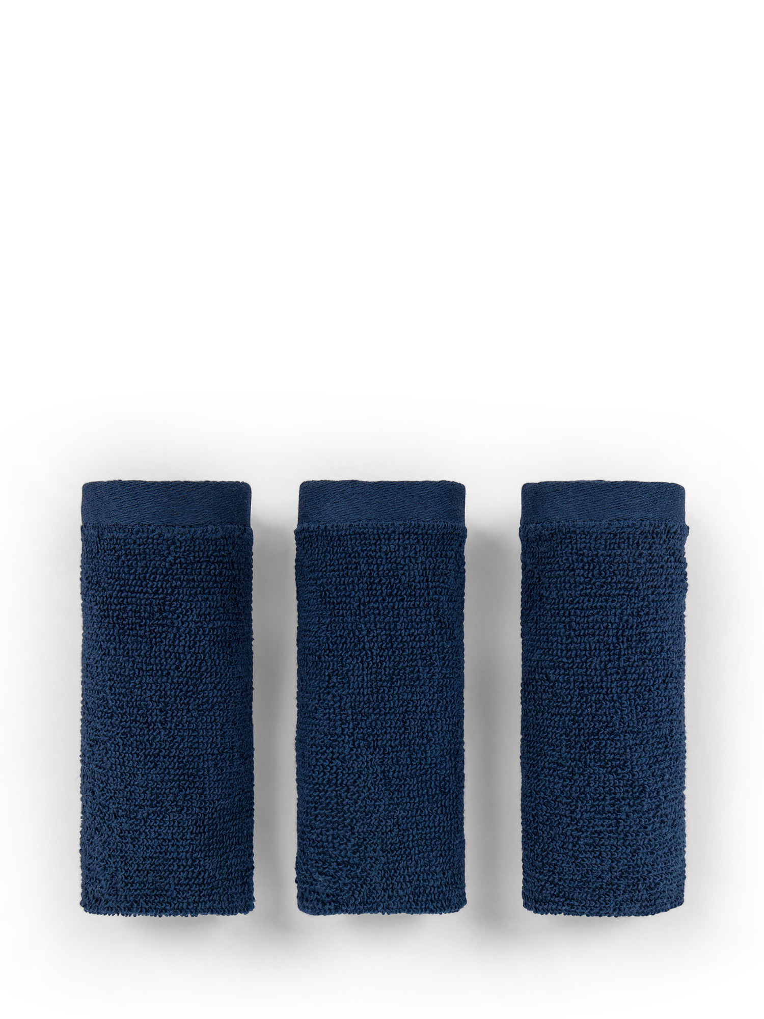 Set of 3 solid color pure cotton terry cloths, Blue, large image number 1