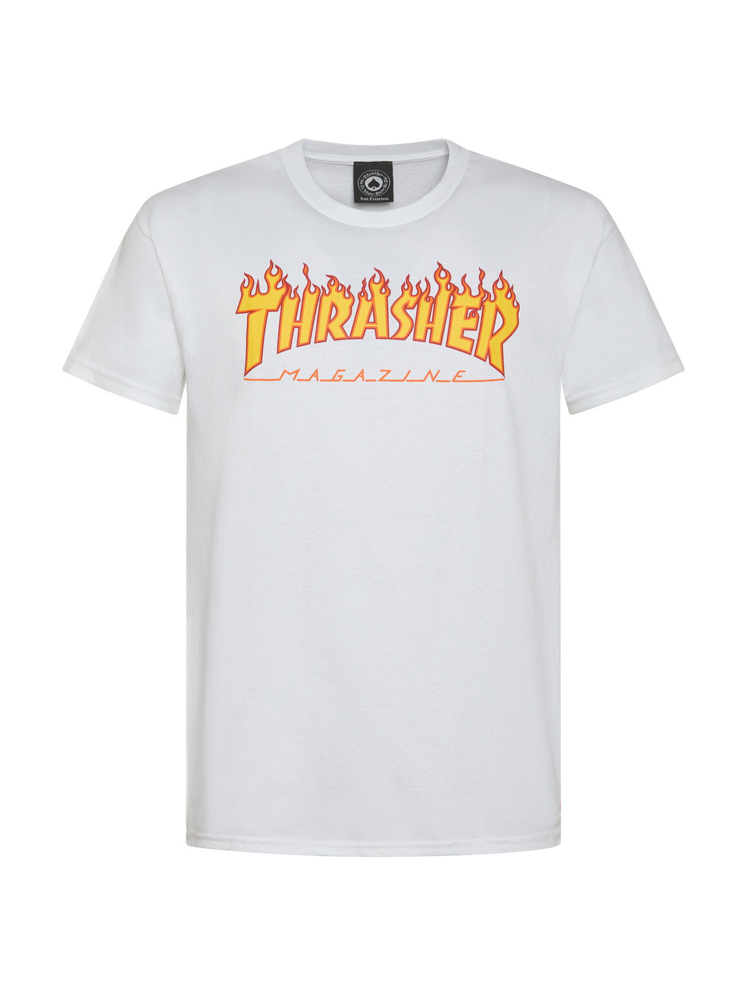 Thrasher - T-Shirt logo fiamme, Bianco, large image number 0