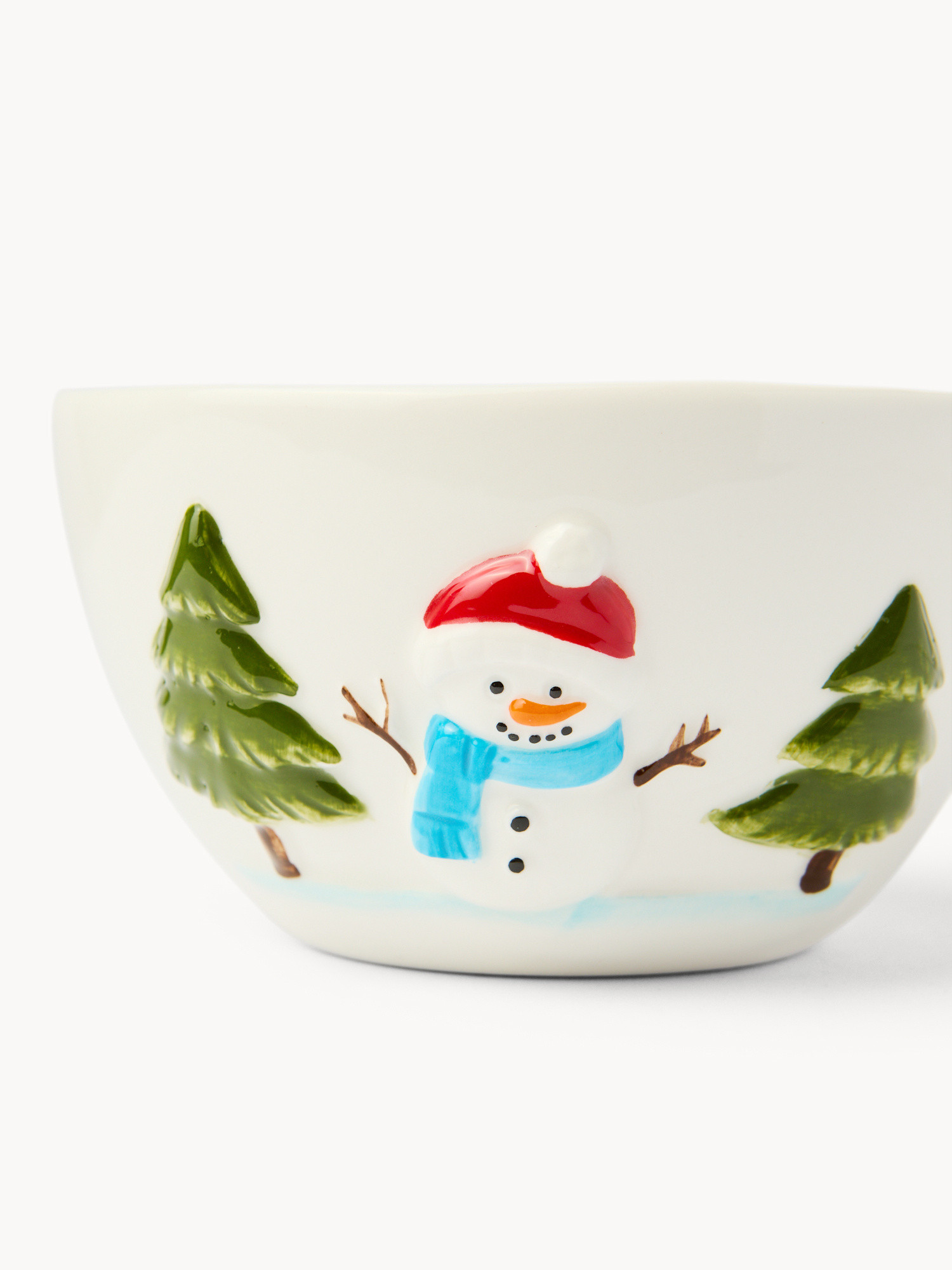 Ceramic snowman-shaped bowl, White, large image number 1